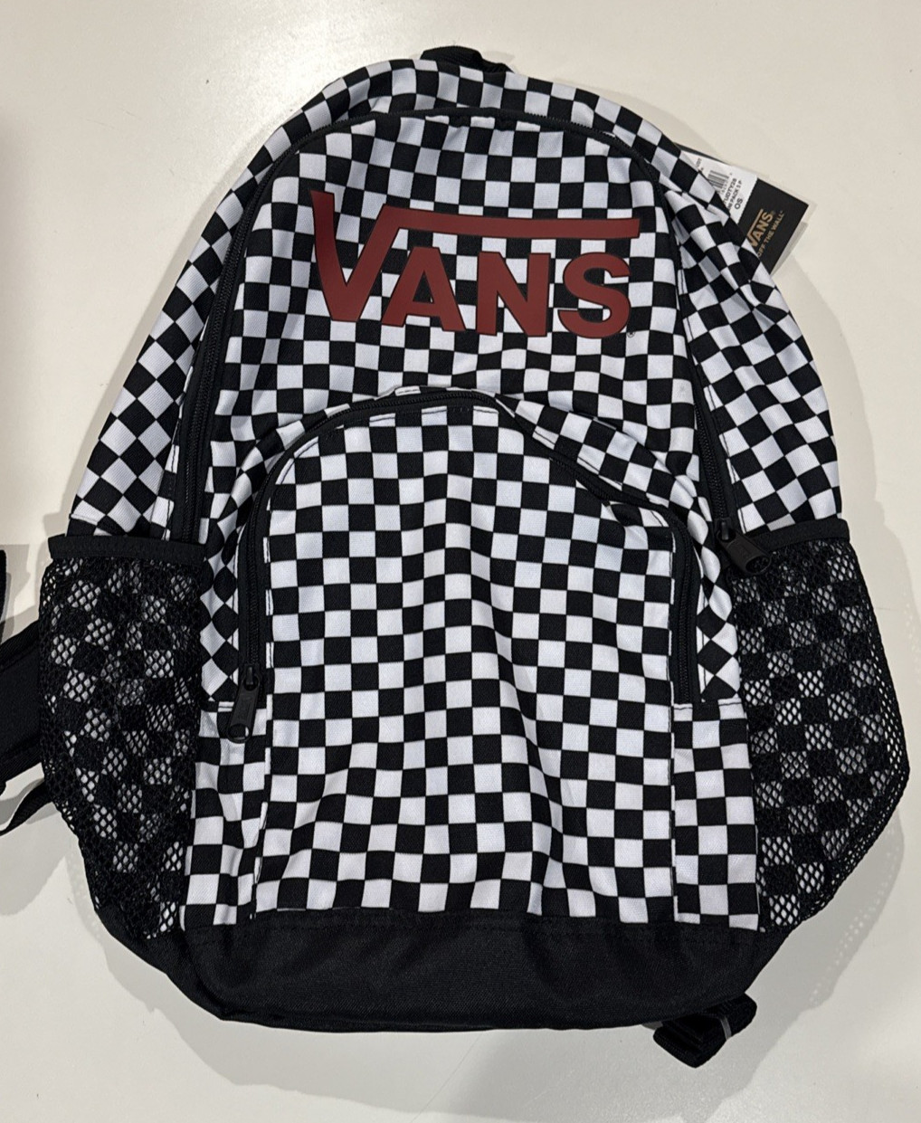 Vans Alumni Backpack Checkered University College School Bag Black White Red New