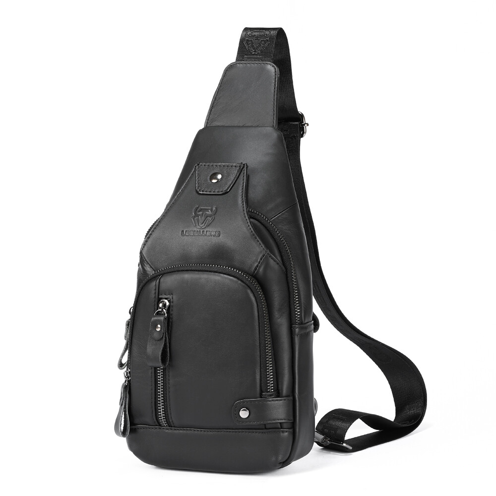 Men Chest bag Sling Backpack Crossbody Bag 100% Genuine Leather Shoulder Bag