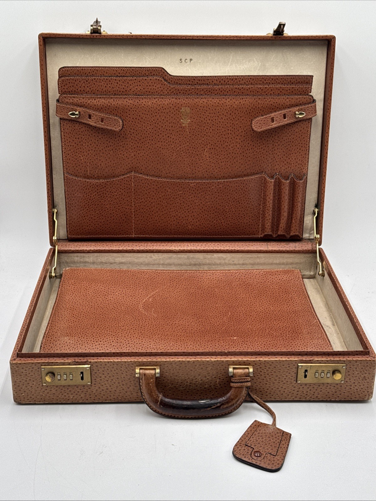 VINTAGE LEATHER GUCCI BRIEFCASE ATTACHE RARE HARD SIDED Case And Insert Folder