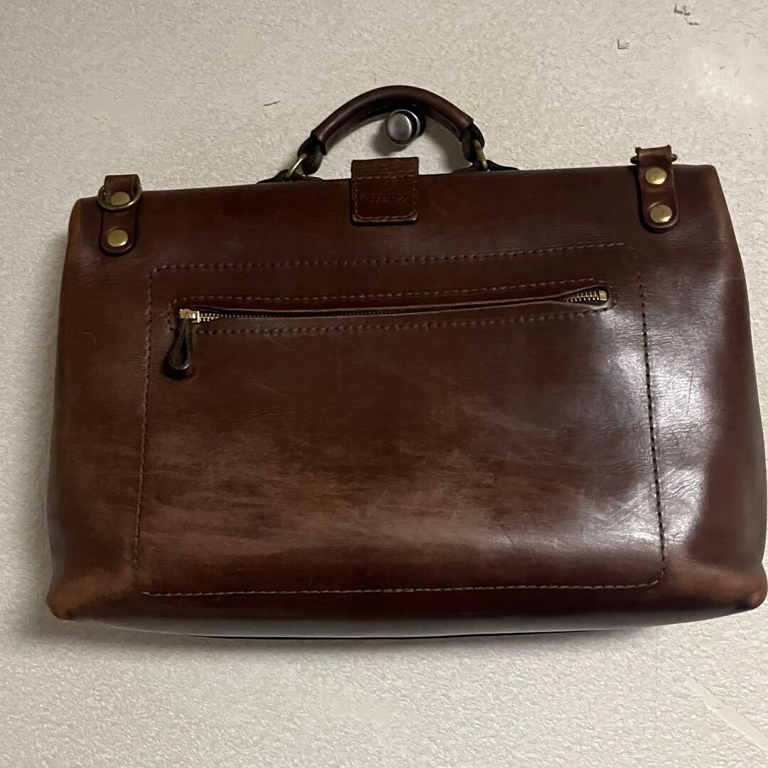 HERZ Leather Soft Dulles Bag 2WAY Brown Men’s Business Briefcase Shoulder Bag