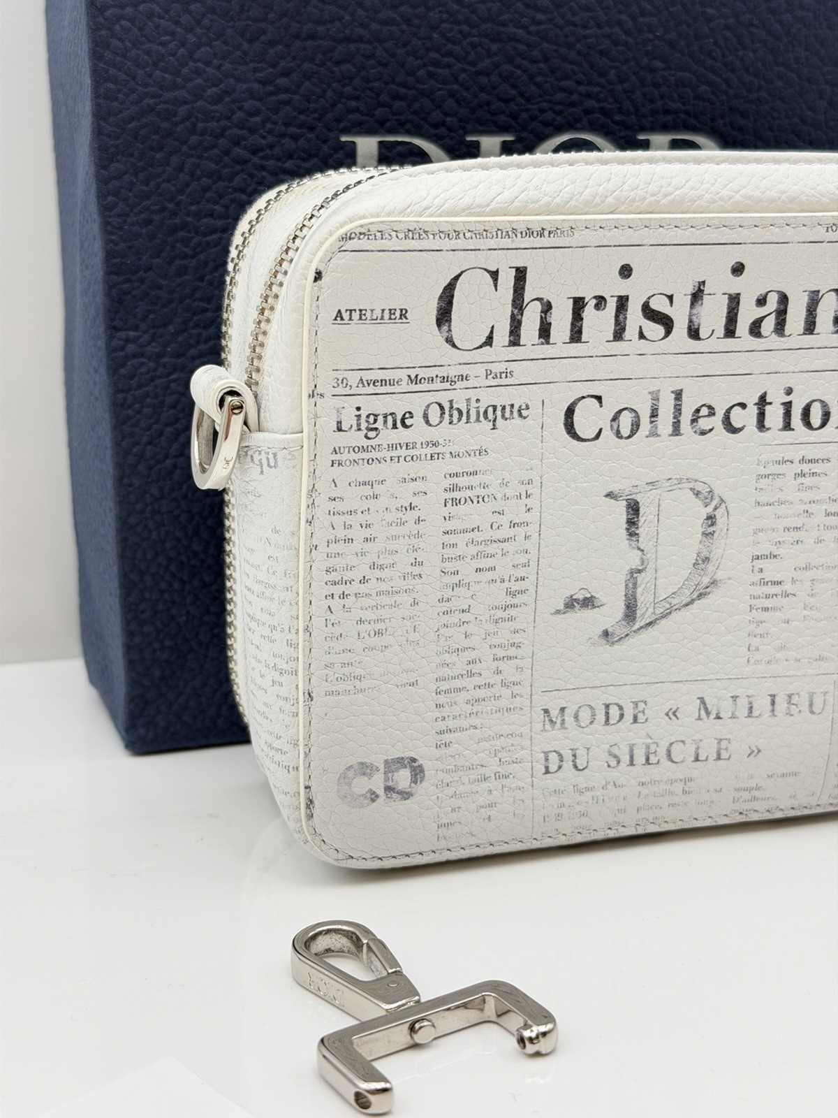 Christian Dior X Daniel Arsham 2019 White Leather Newspaper Bag