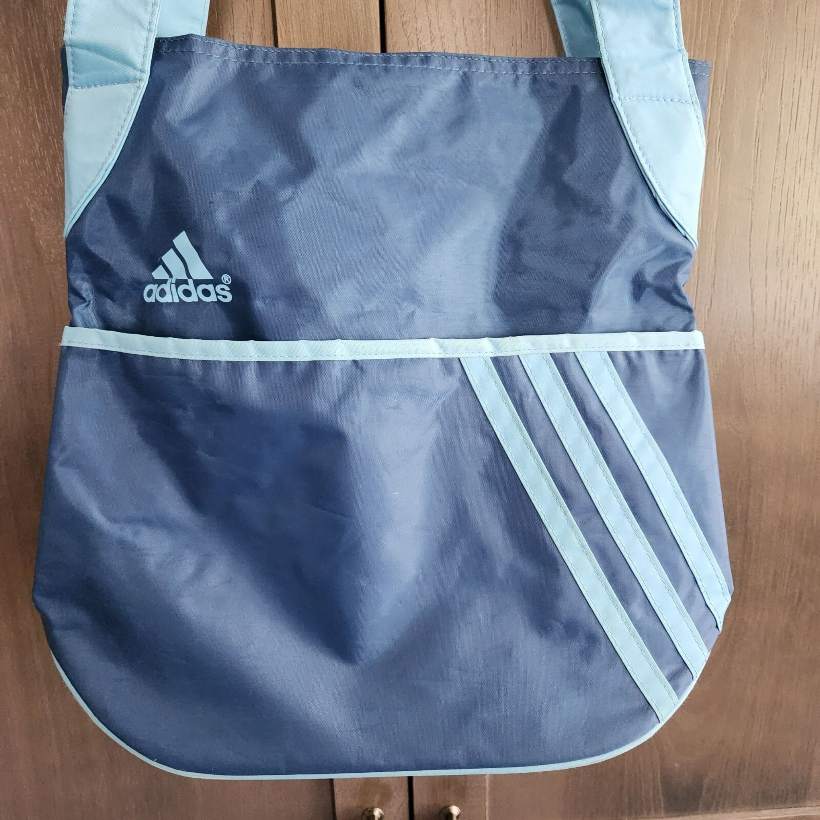 Adidas 3-Stripe Nylon Tote Bag Blue Unisex Medium Shoulder Gym Bag Travel Sport