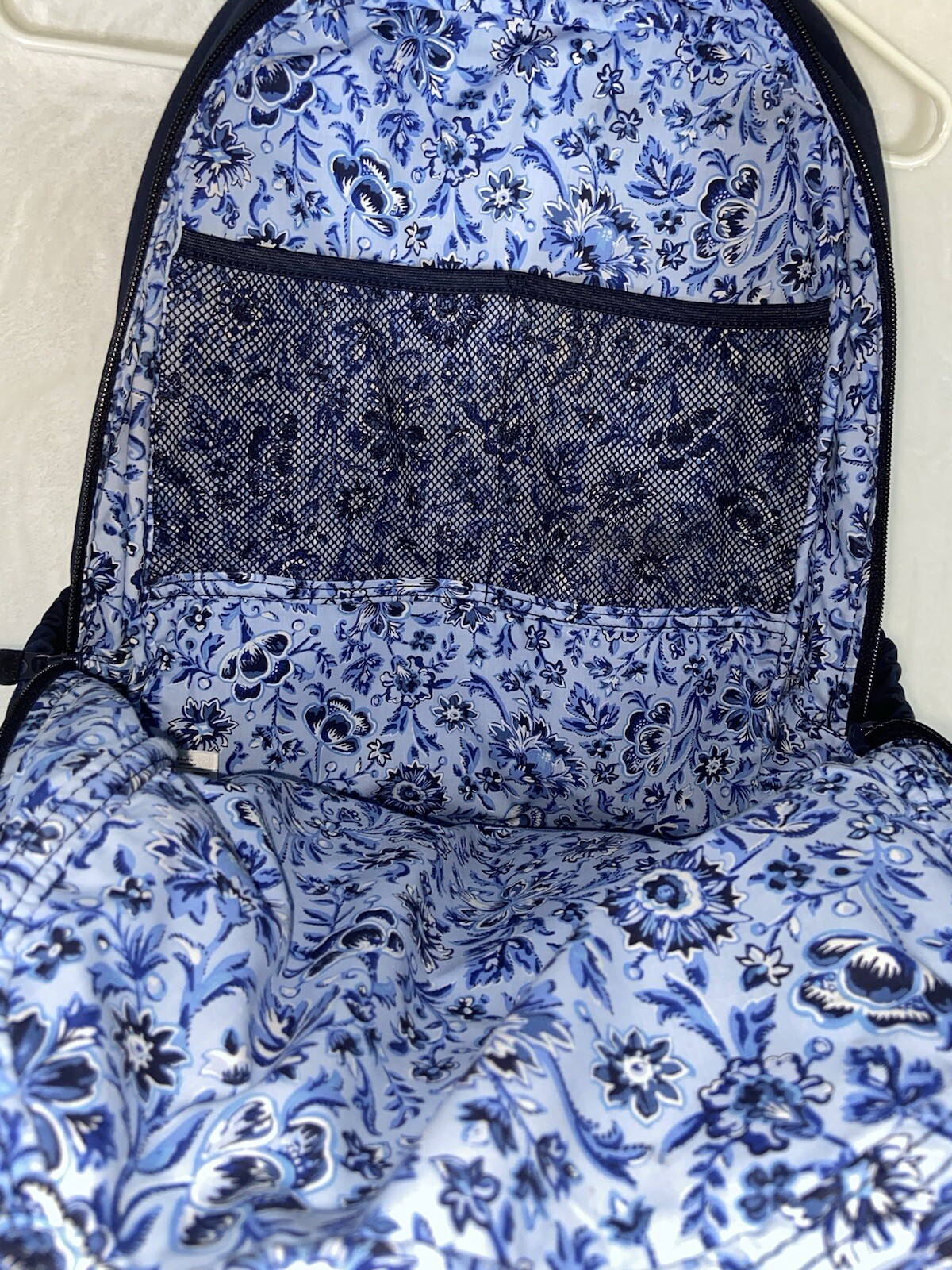 Vera Bradley Women’s Cotton Campus Backpack Classic Navy – Recycled Cotton