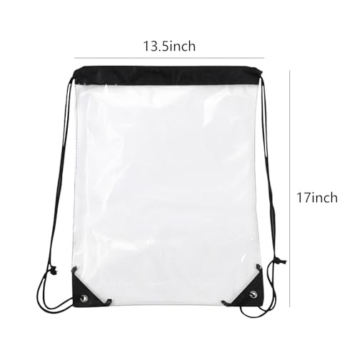 2 Pack Clear Drawstring Bags for Stadium Events,See Through Waterproof PVC