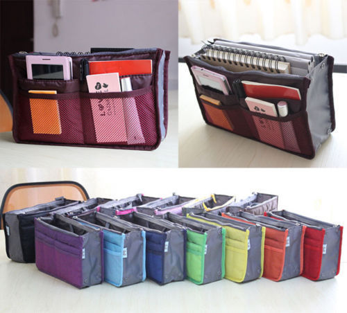 1 black Travel Insert Handbag Organizer Purse Large Liner Organizer Tidy UNISEX