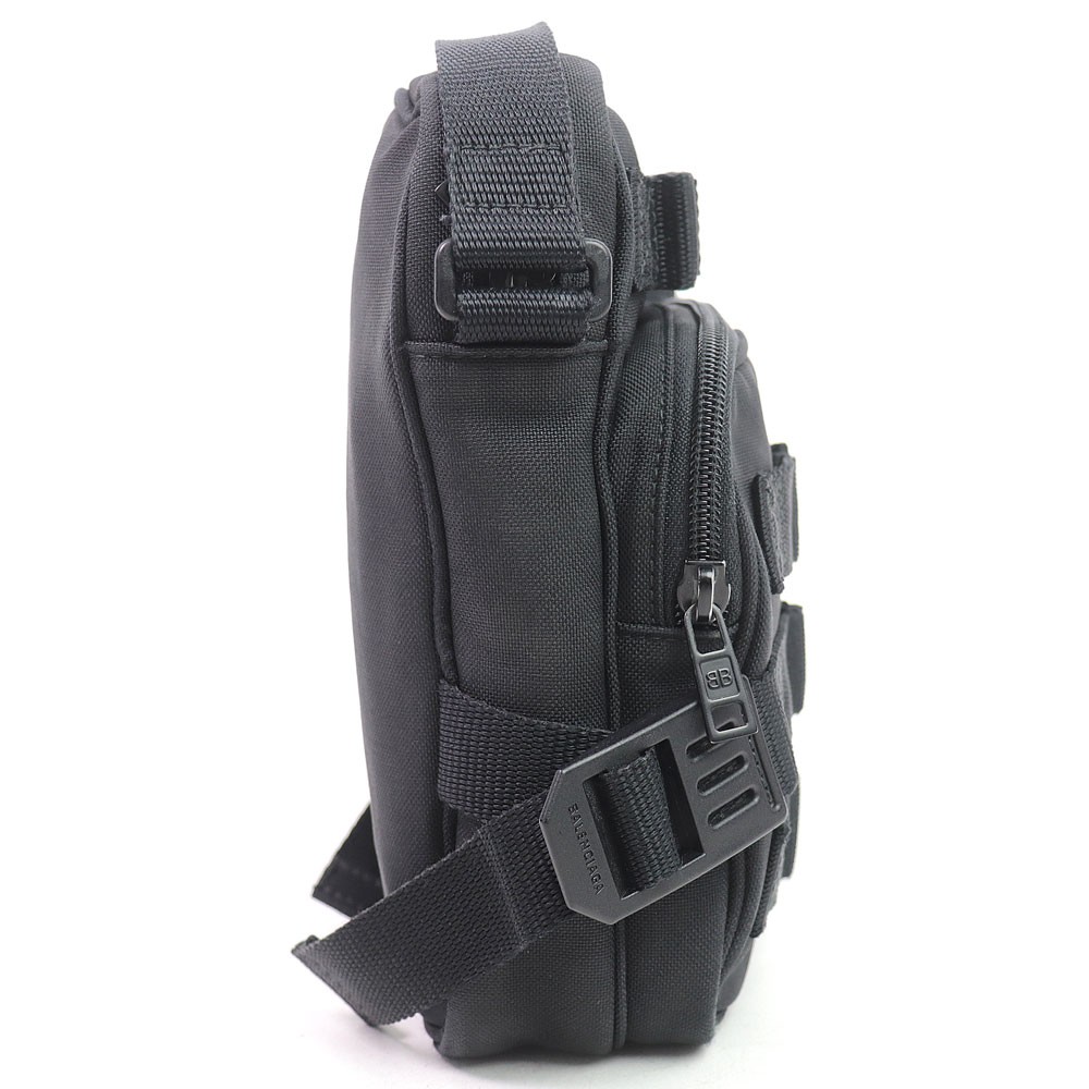 BALENCIAGA Army Messenger Bag Black Nylon Canvas Crossbody Shoulder Bag