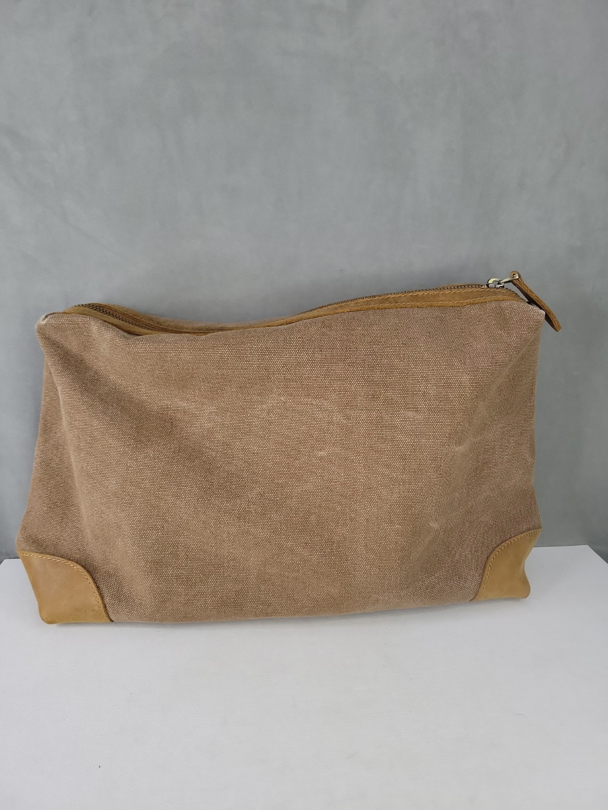 S-ZONE Canvas Leather Dopp Kit Toiletry Travel Shaving Bag Brown