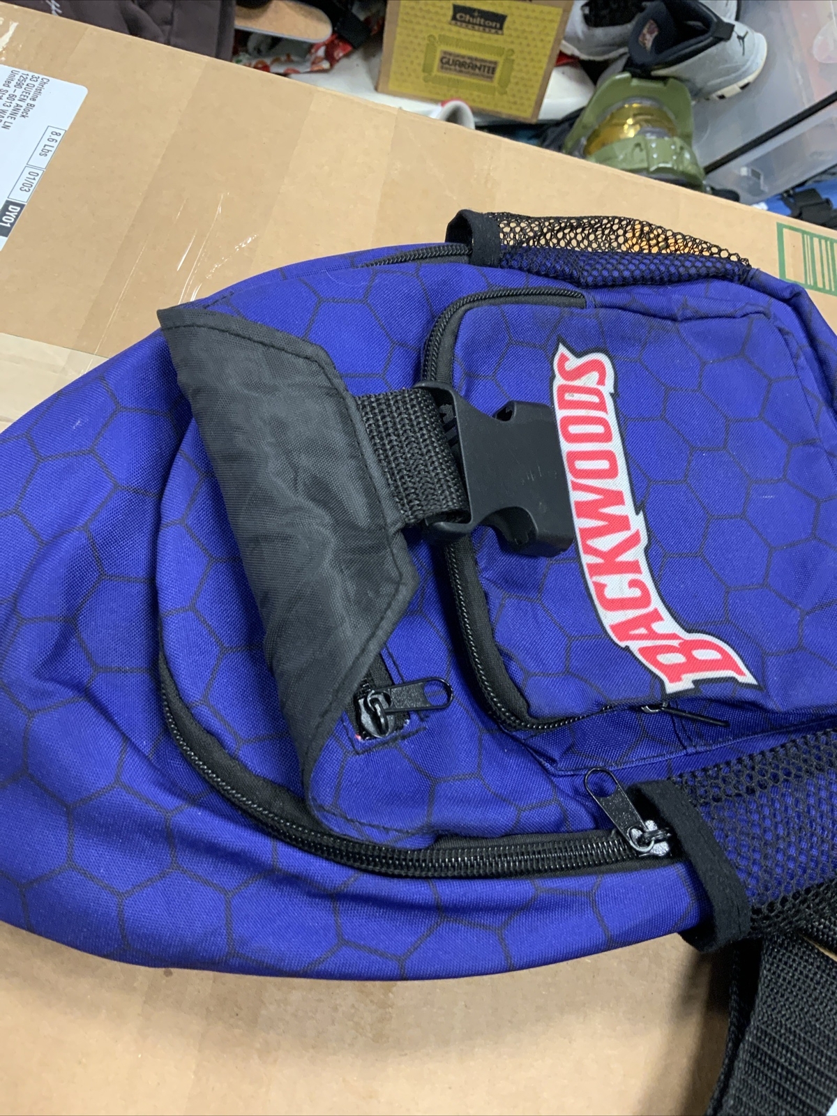 BACKWOODS BRAND Shoulder Bag Sachel Multi Pocket Sling Purple Honey Comb Used