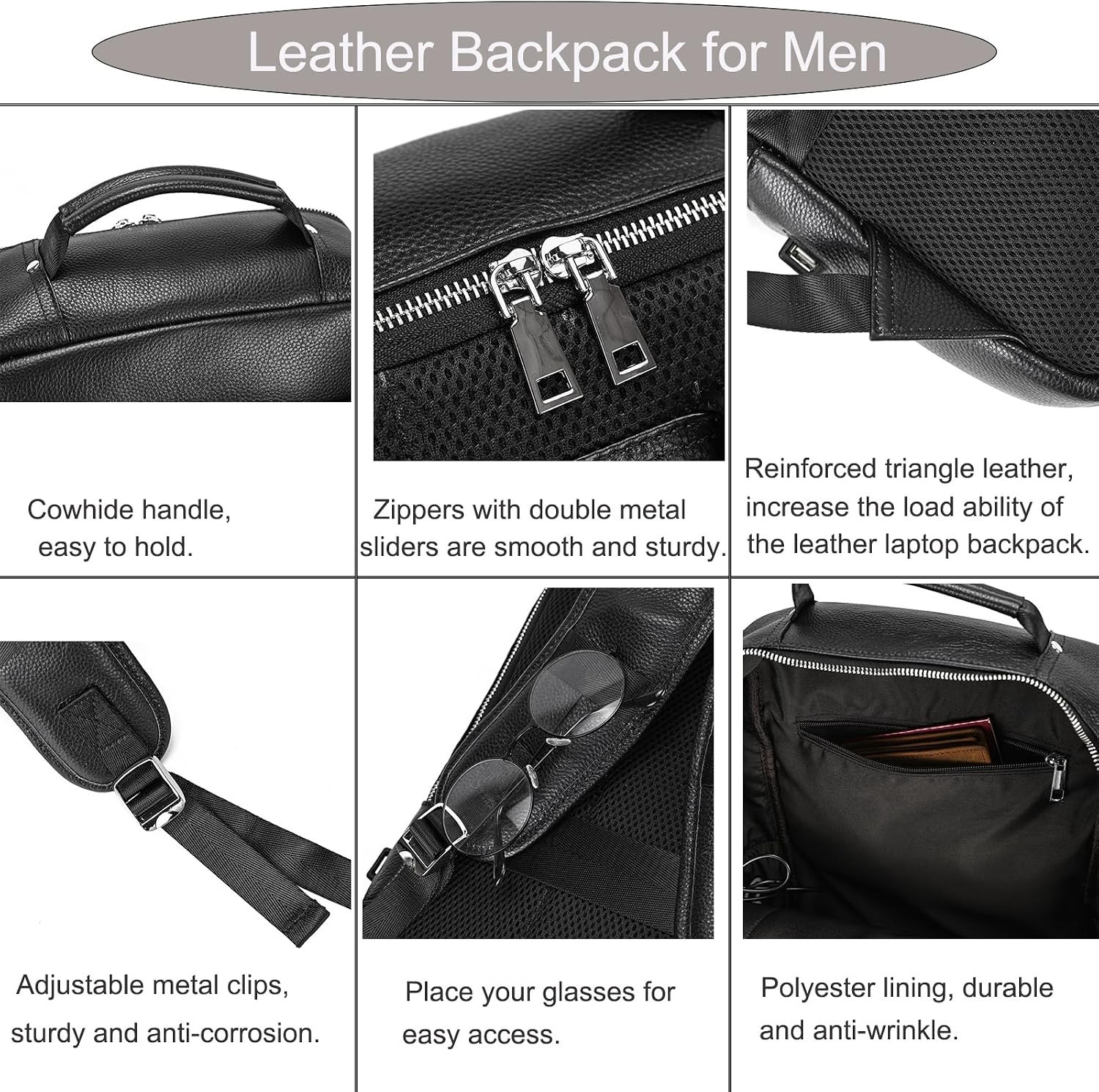 Genuine Leather LUUFAN Men’s Backpack for 15.6″ Laptop – Casual Travel Rucksack