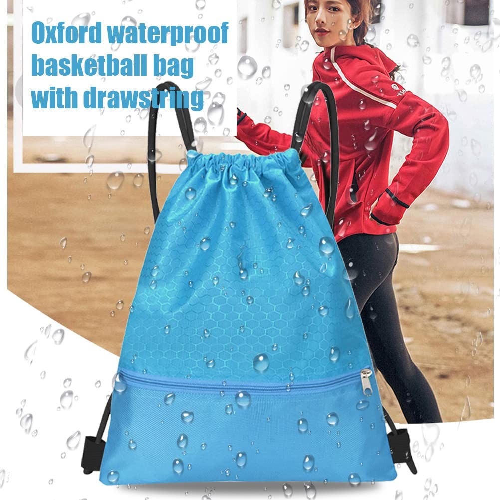 Drawstring Backpack Bag, Waterproof Draw String Back Sack with Zip Pocket, Gy…