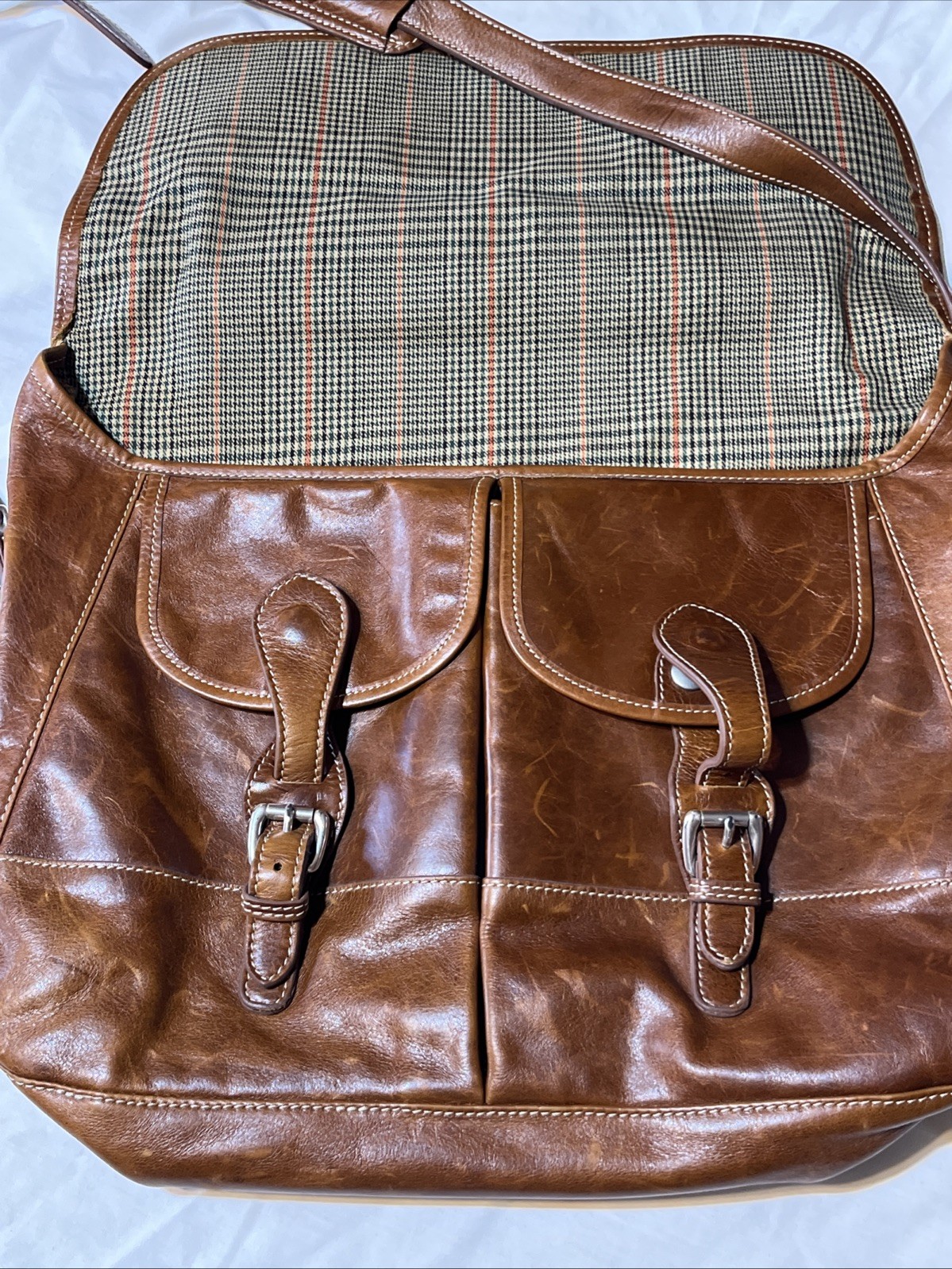 Barrington Leather Messenger Bag FedEx Cup PGA Tour Briefcase Brown