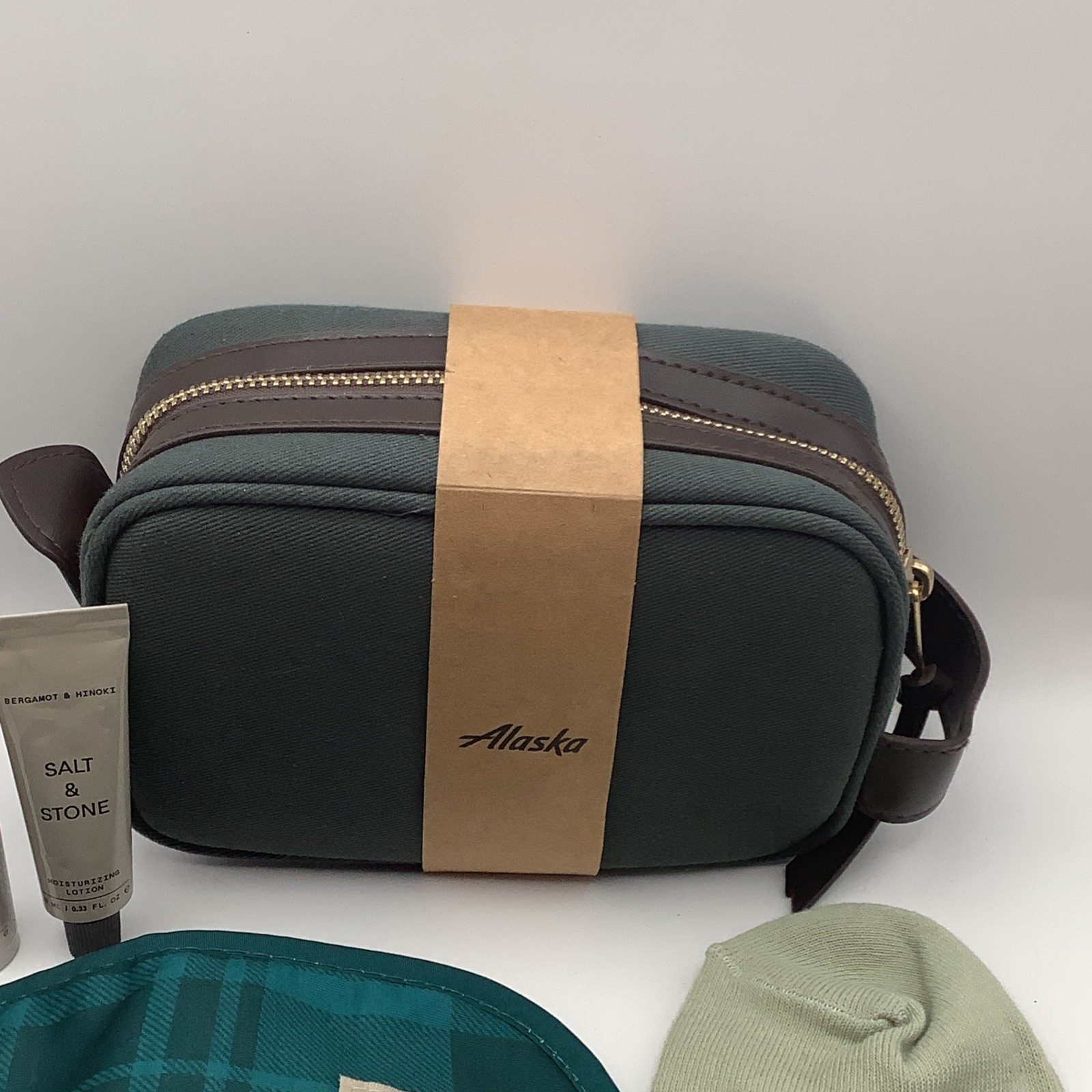 Filson + Alaska Airlines First Class Mini Rugged Twill Dopp Kit W/ Accessories