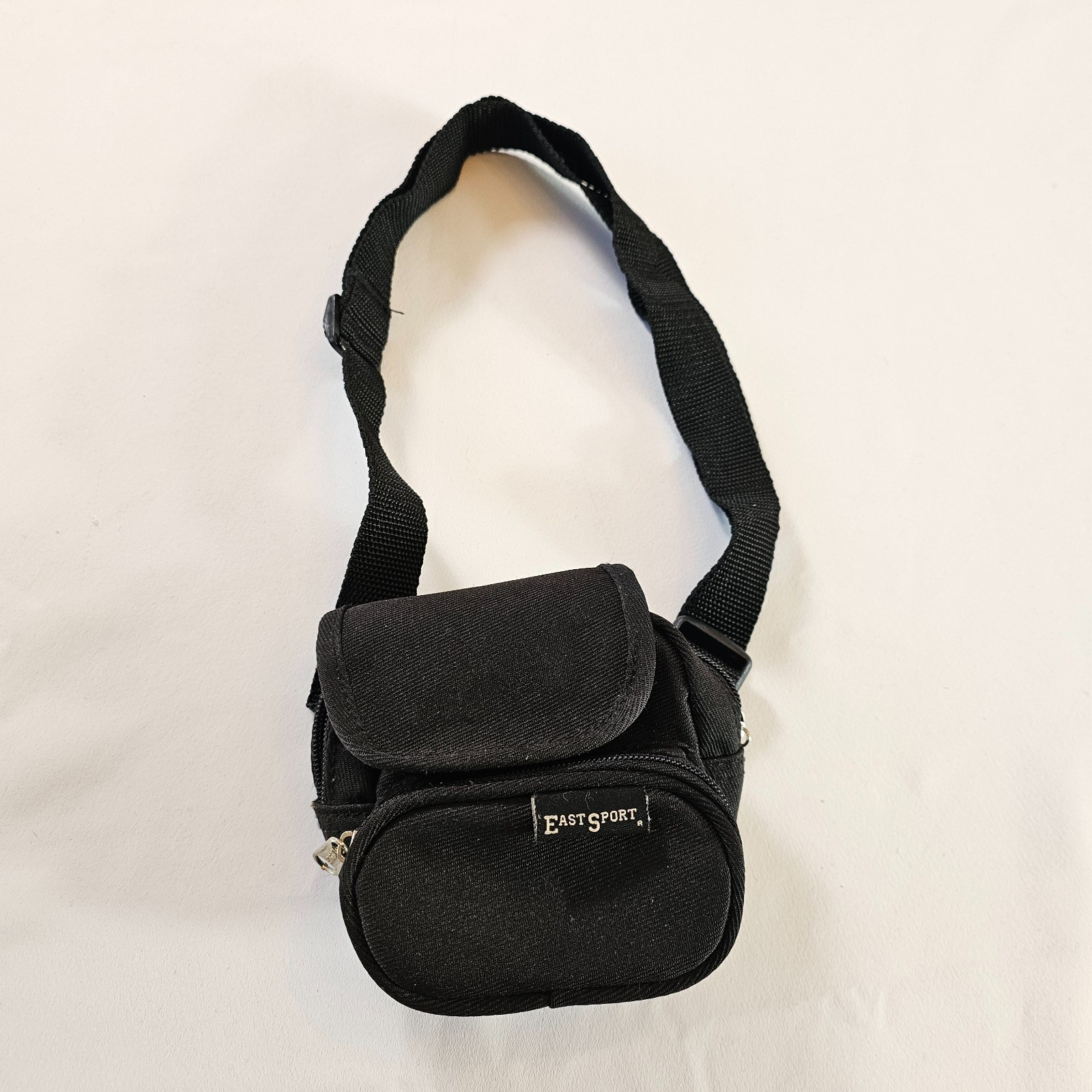 Eastsport Black Utility Pouch Bag Small Crossbody Belt Clip 2 Pocket