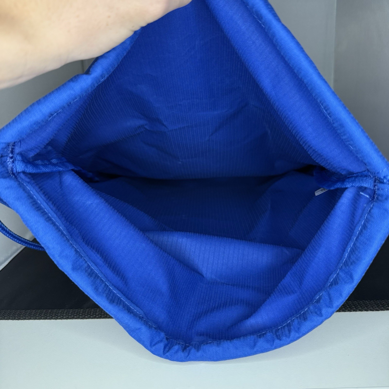 Blue String Back Pack Graphic Nike Shoe Box Design