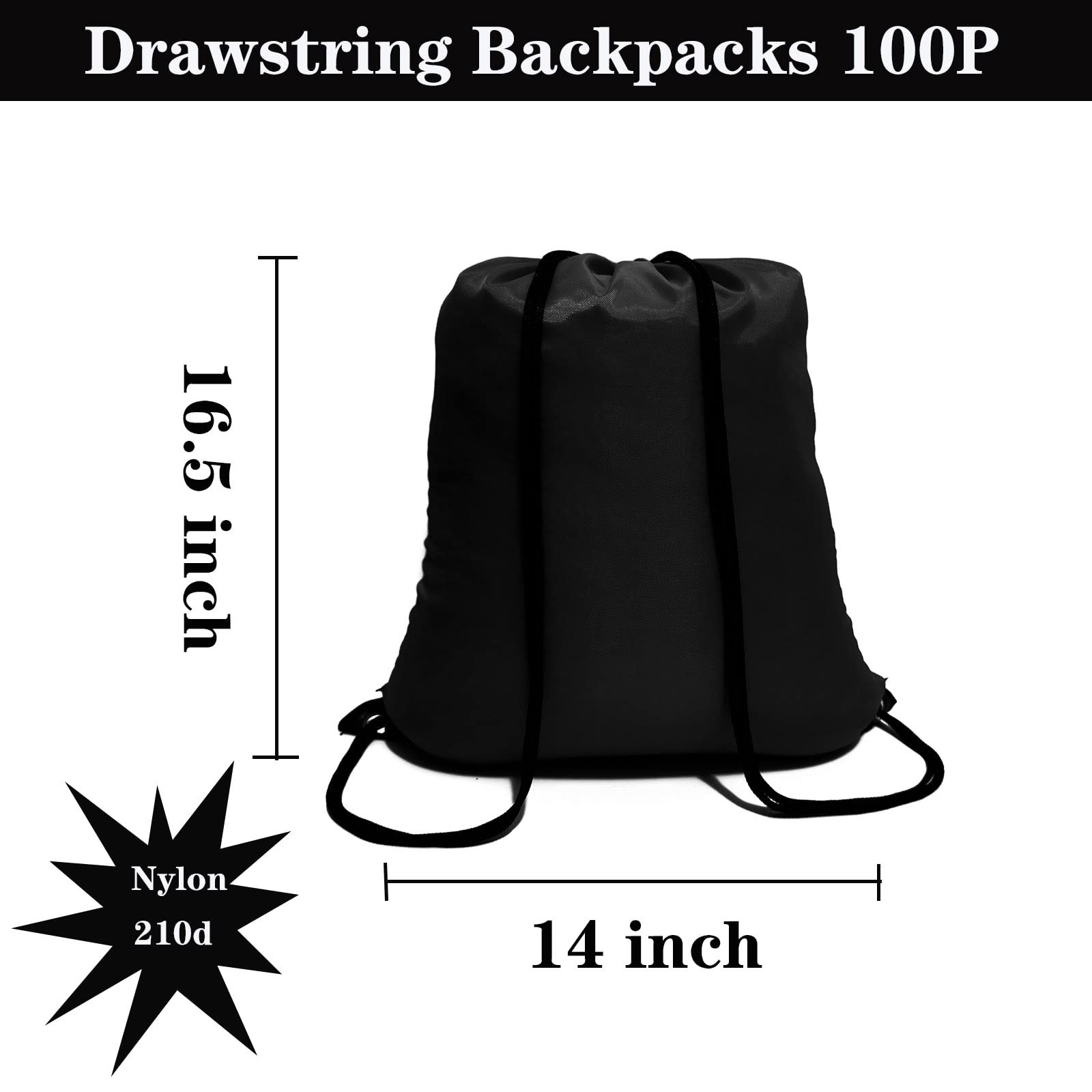 100 Pack Drawstring Backpack Black Bulk Drawstring Bags Nylon String Backpack…