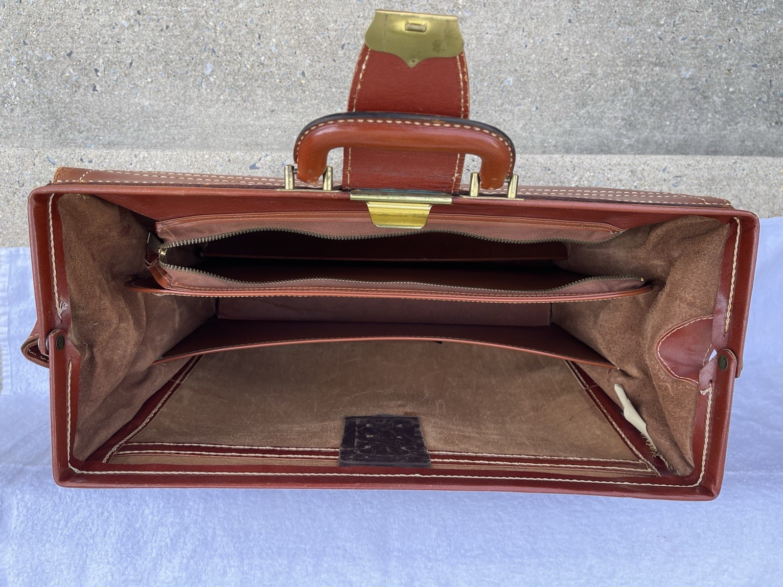 Rexbilt Briefpak Vintage Brown Top Grain Cowhide Leather Briefcase Men AS-IS