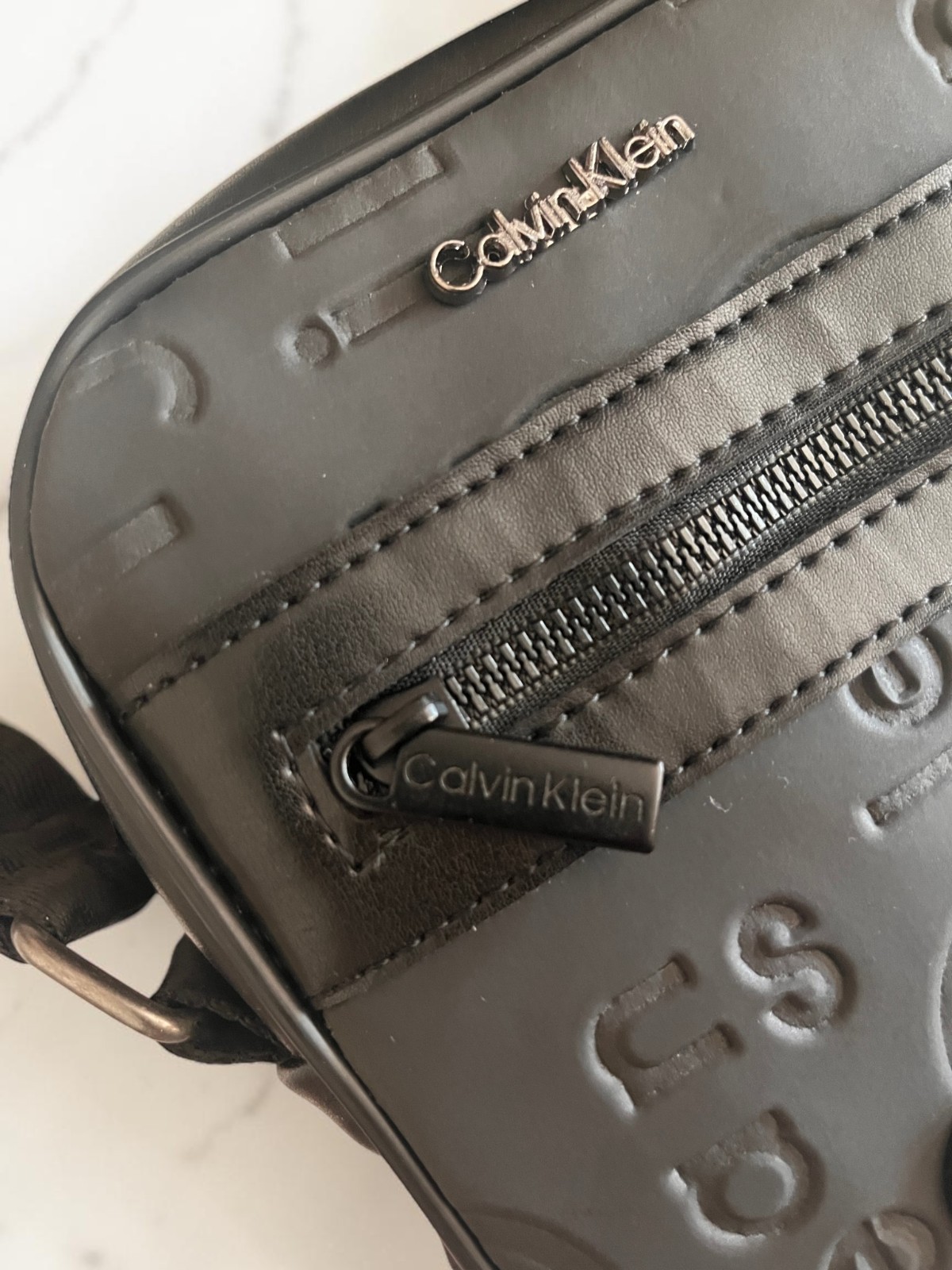 Calvin Klein Men’s Shoulder Bag – CK Monogram Black Crossbody Shoulder Bag Man