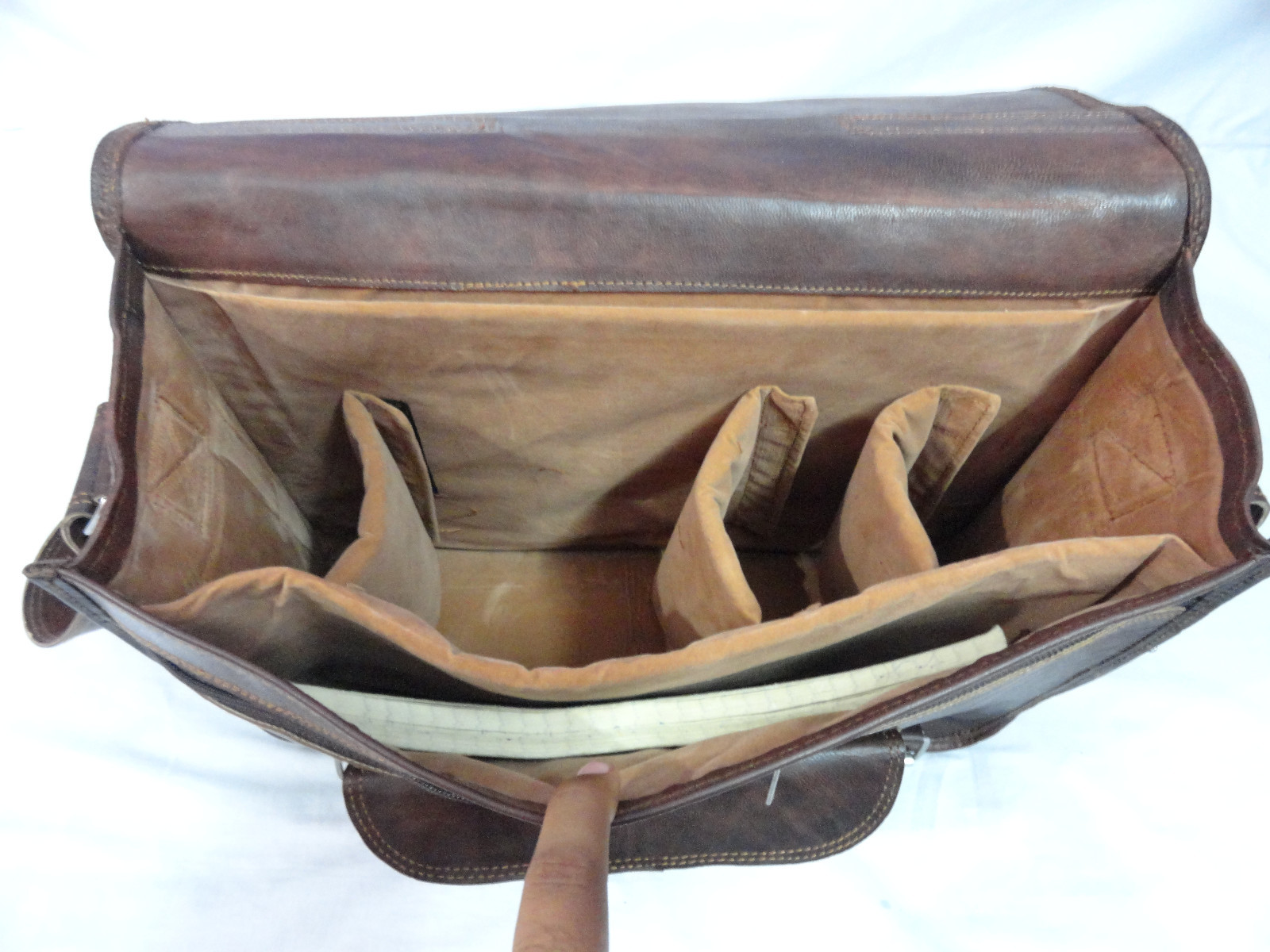 Leather Briefcase DSLR SLR Camera Messenger Bag Padded Case Satchel Shoulder 16″