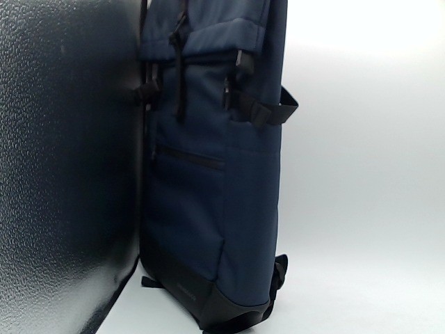 Orendo & Co Anti-Theft Speed Backpack Ultra Navy Nylon Roll Top Leather Trim