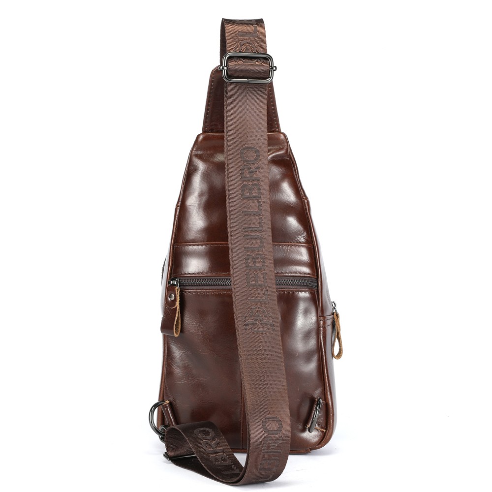 Men’s Genuine Leather Sling Bag Multi-Pocket Crossbody Chest Bag for Work Travel