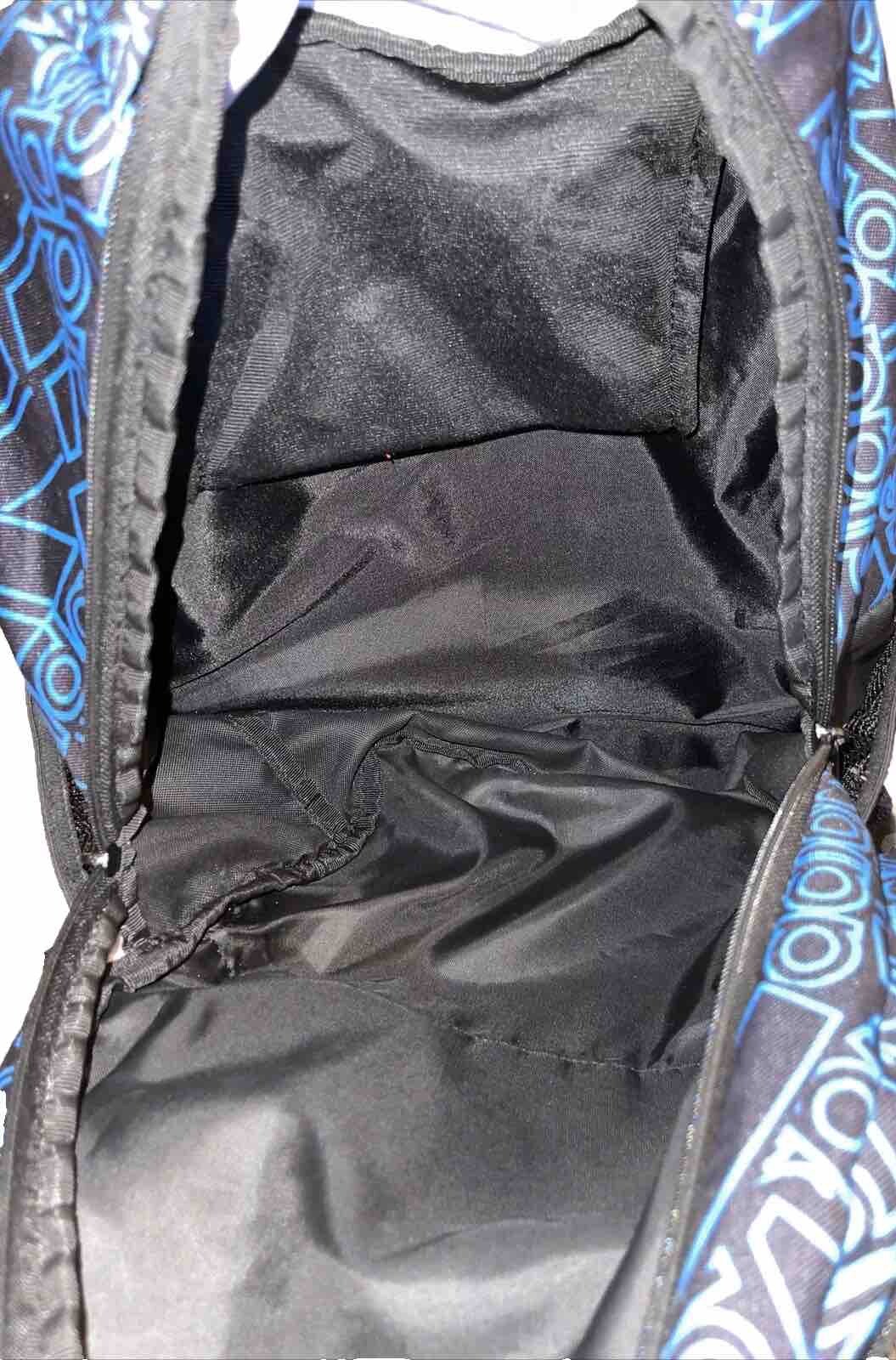 Adidas Stratton 3 Large Backpack Blue Black Logo Print Neon Yellow Accents Clean
