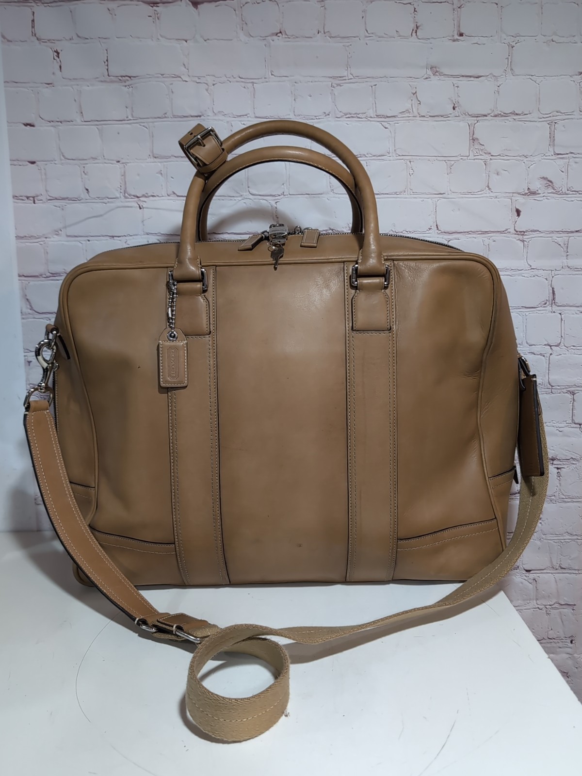 Vintage COACH Transatlantic Overnighter Travel Briefcase Duffel Bag British Tan
