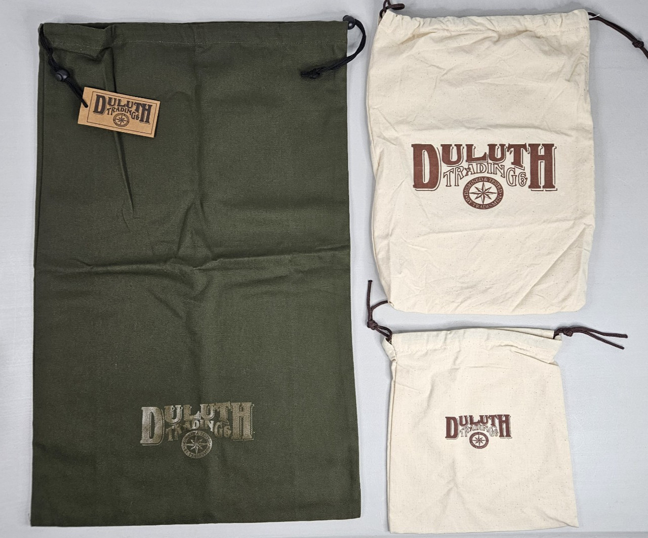 3x Duluth Trading Company Cotton Canvas Drawstring Laundry Tote Bag