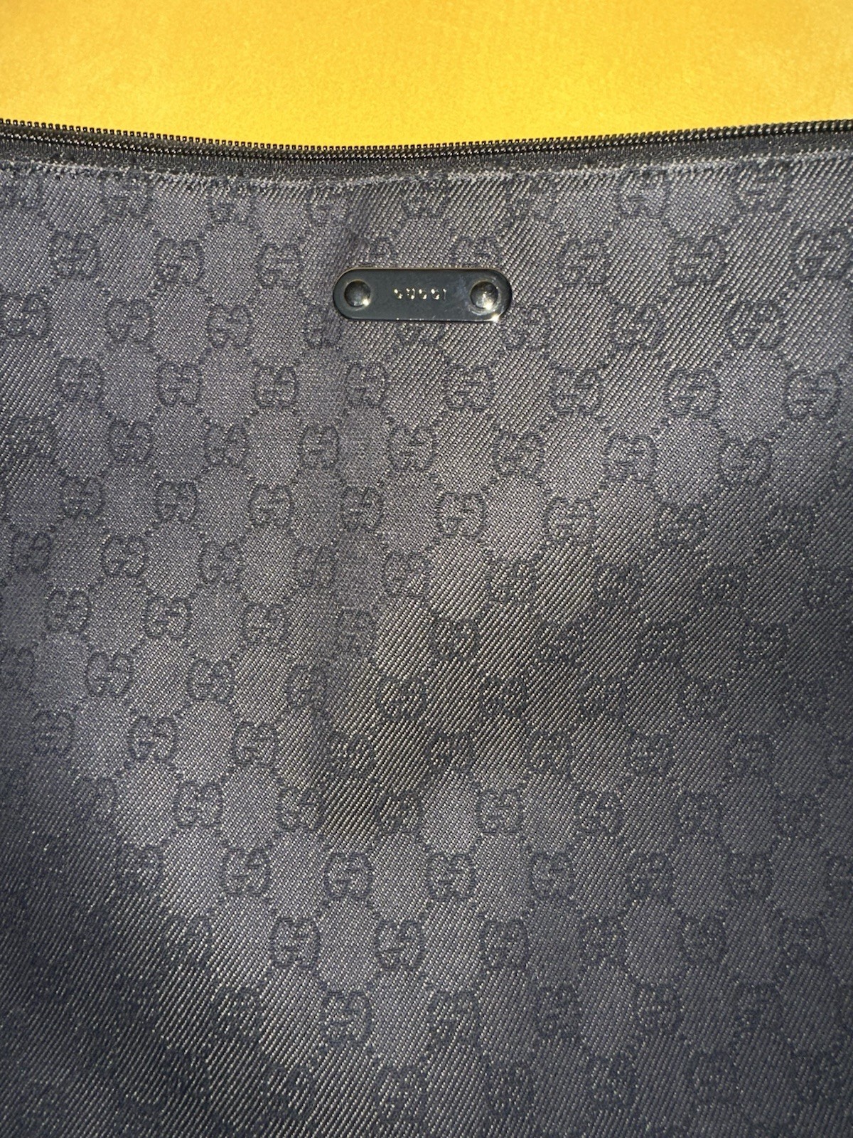 Gucci GG Black Denim Messenger Bag Adjustable Strap Inner Pocket – Authentic