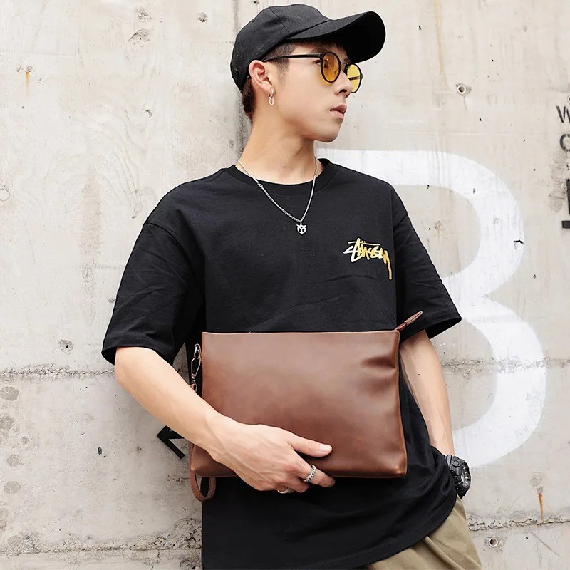 Men’s Clutch Business Bag Handbag Envelope Bag Leather Quality Wrist Wallets