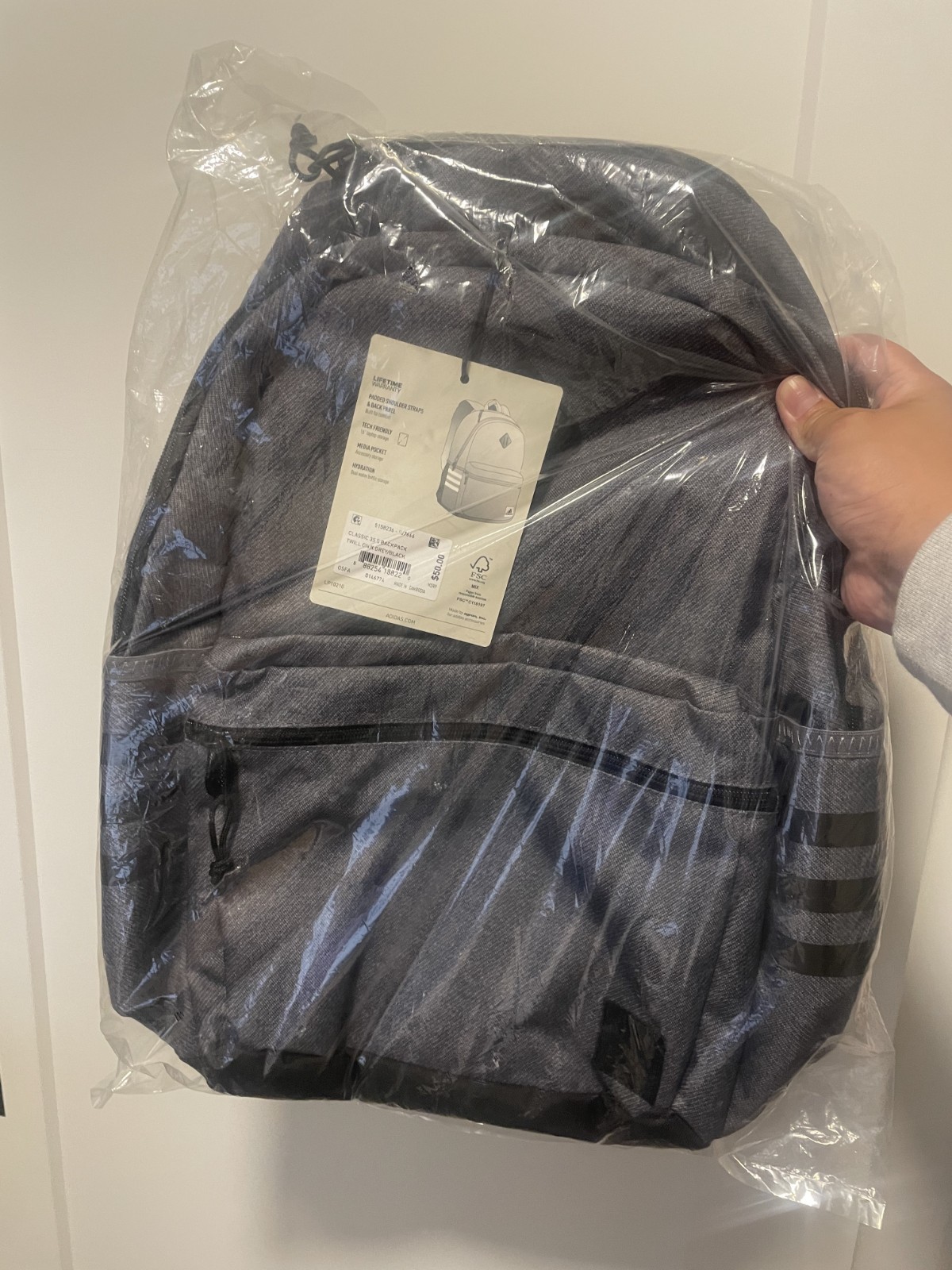 Adidas Onix Grey Black Twill Backpack 16 Inch Laptop Sleeve Lifetime Warranty
