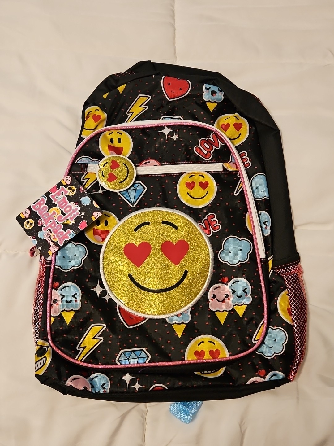 Emoji by Trailmaker Girls/Boys Black Backpack, New with Tag