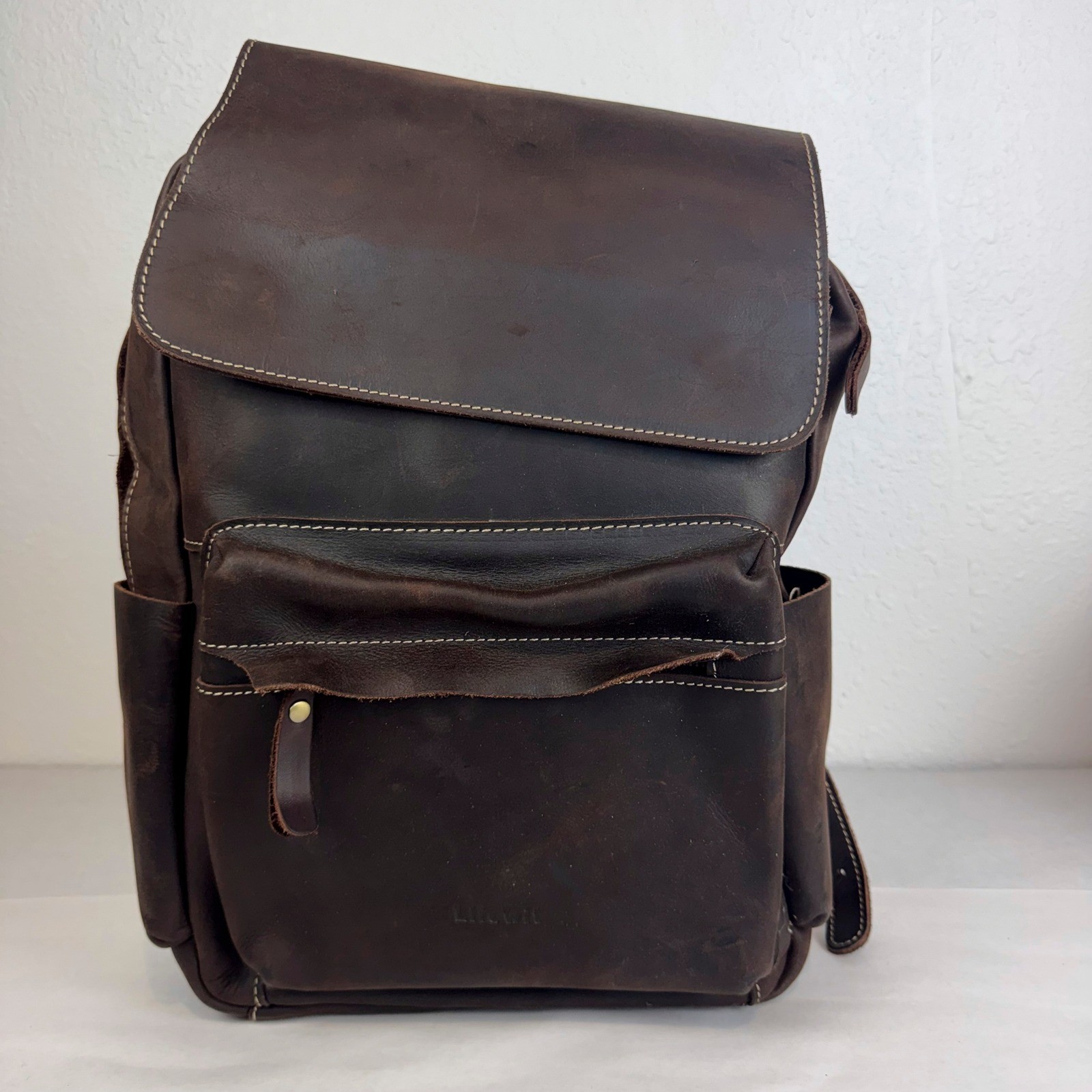 Lifewit Dark Brown Genuine Leather Backpack Laptop Bag Commuter Heritage Rugged