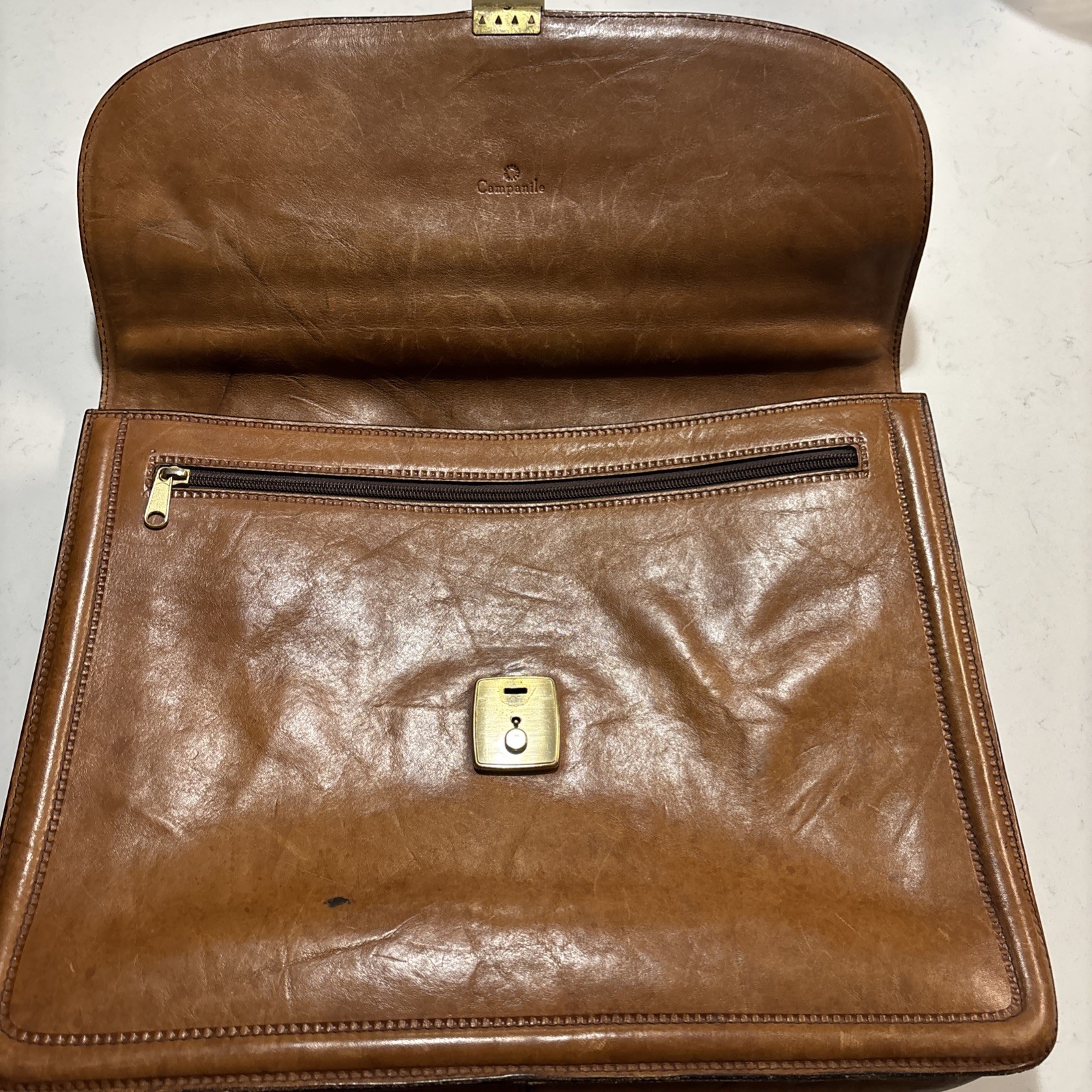 Campanile Vintage Italian Leather Executive Briefcase Satchel Brown Rare