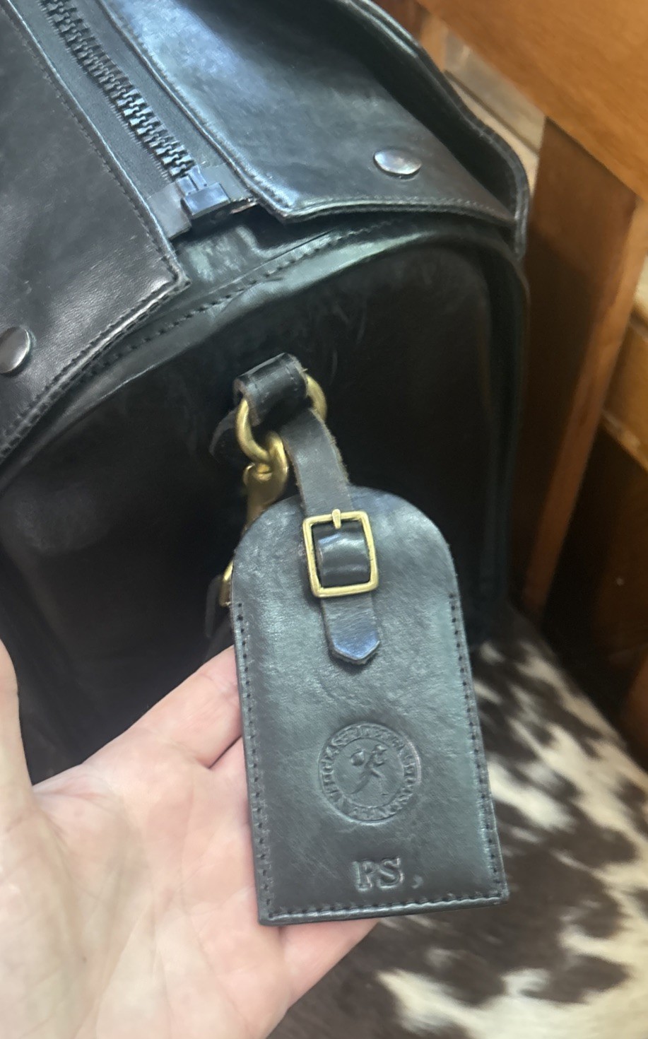 Glaser Designs Black Leather Litigation Briefcase Bag w/Strap & Insert 19” EC!