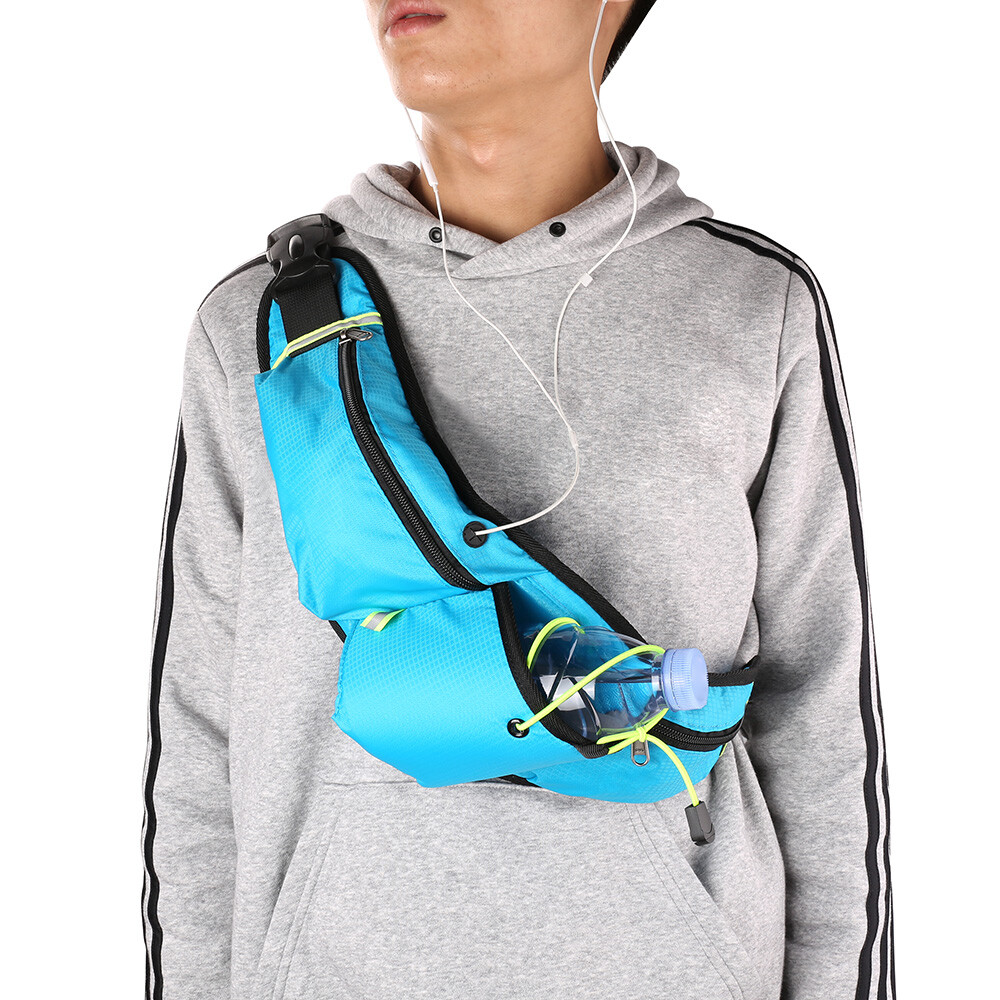 Blue Nylon Sport Running Waist Pack Zip Fanny Bag For Samsung Galaxy S24 Ultra