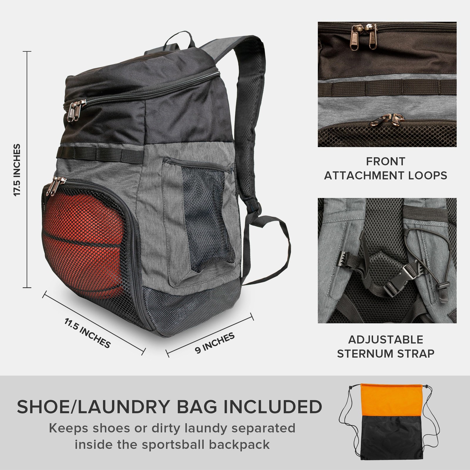 Basketball Backpack with Ball Compartment – Sports Equipment Bag for Soccer B…