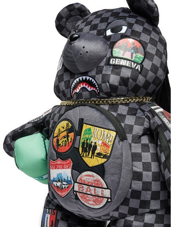 Sprayground Money Teddy Bear Black Backpack Travel Patch Unique Limited New Bag