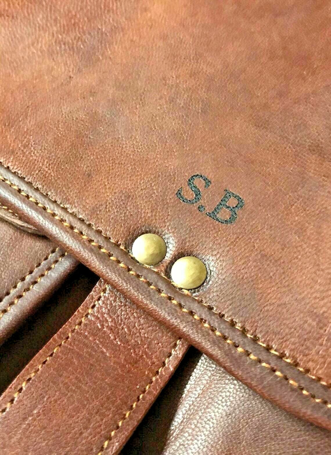 Distressed Leather Laptop Messenger Convertible Briefcase Crossbody Backpack Bag