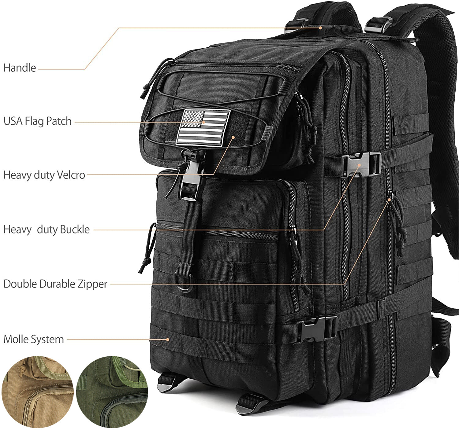 Extra Large Travel Backpack Rucksack Camping Laptop Hiking School Book Bag 45L