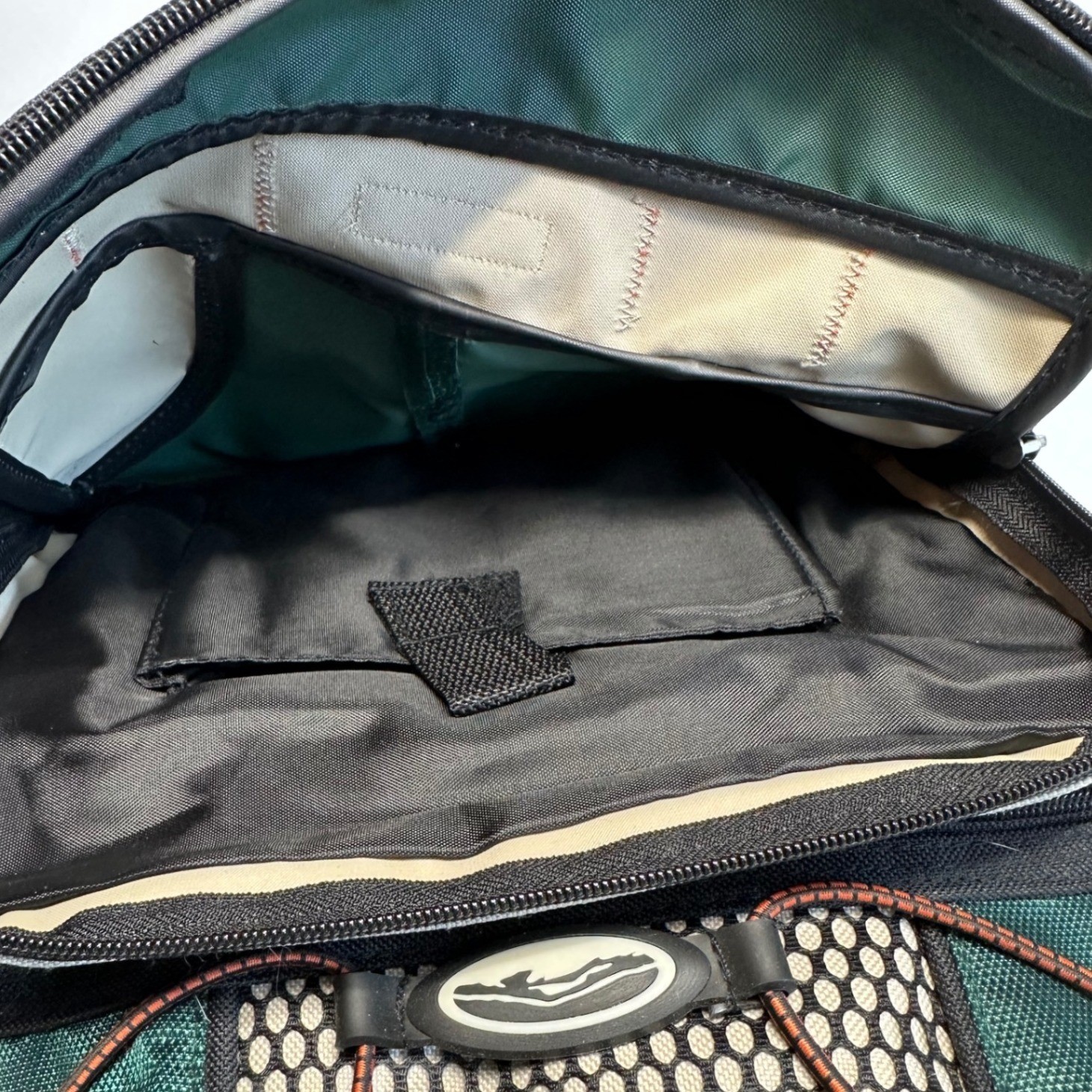 NOS VTG Trailmaker Equipment Backpack Mens Green Tan Detachable CD Case Y2K Gorp