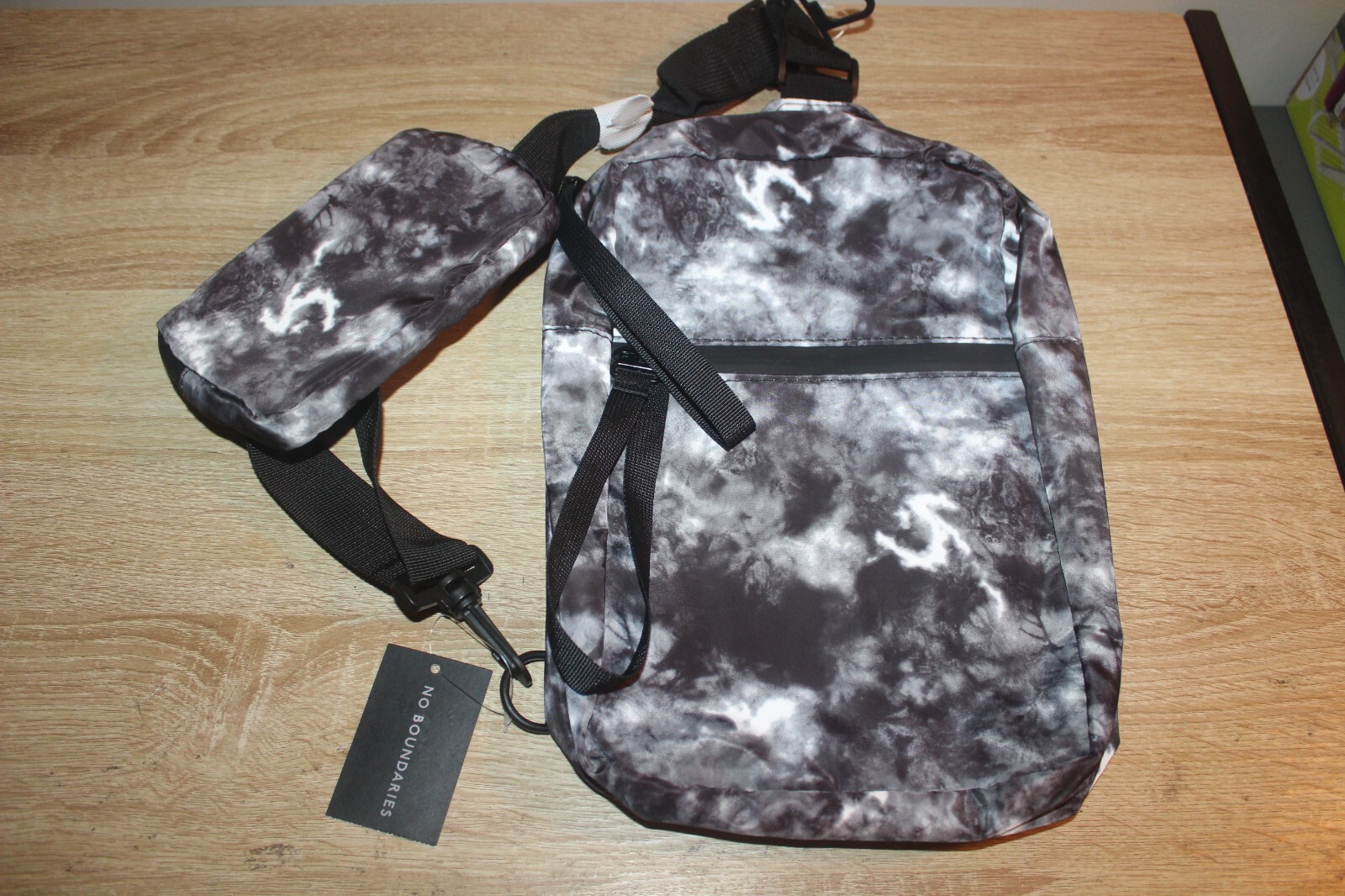 No Boundaries Modular Sling Bag Black and White Tie Dye