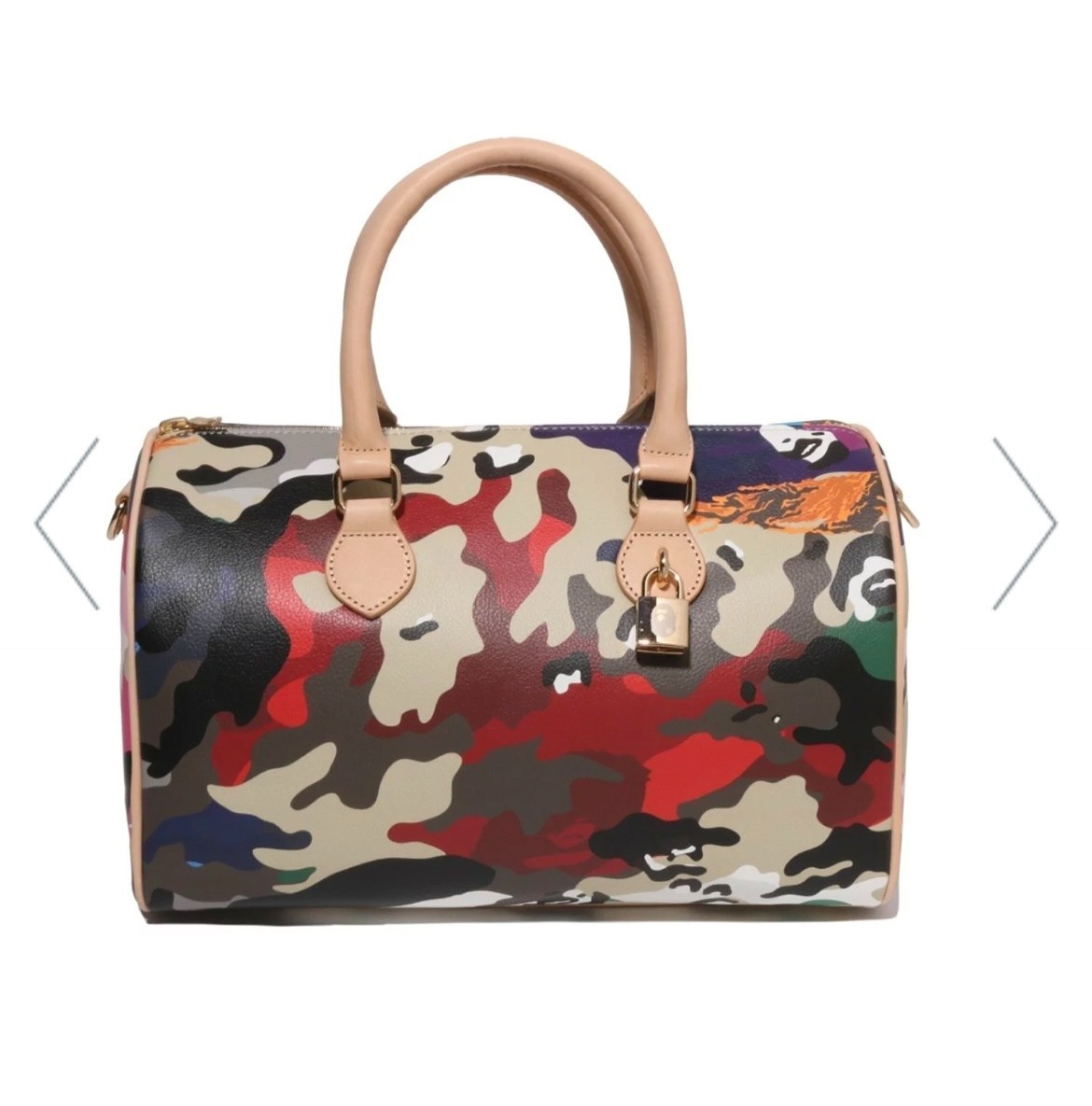 A BATHING APE BAPE HYBRID CAMO Medium Boston Bag Multi Leather 2WAY Travel