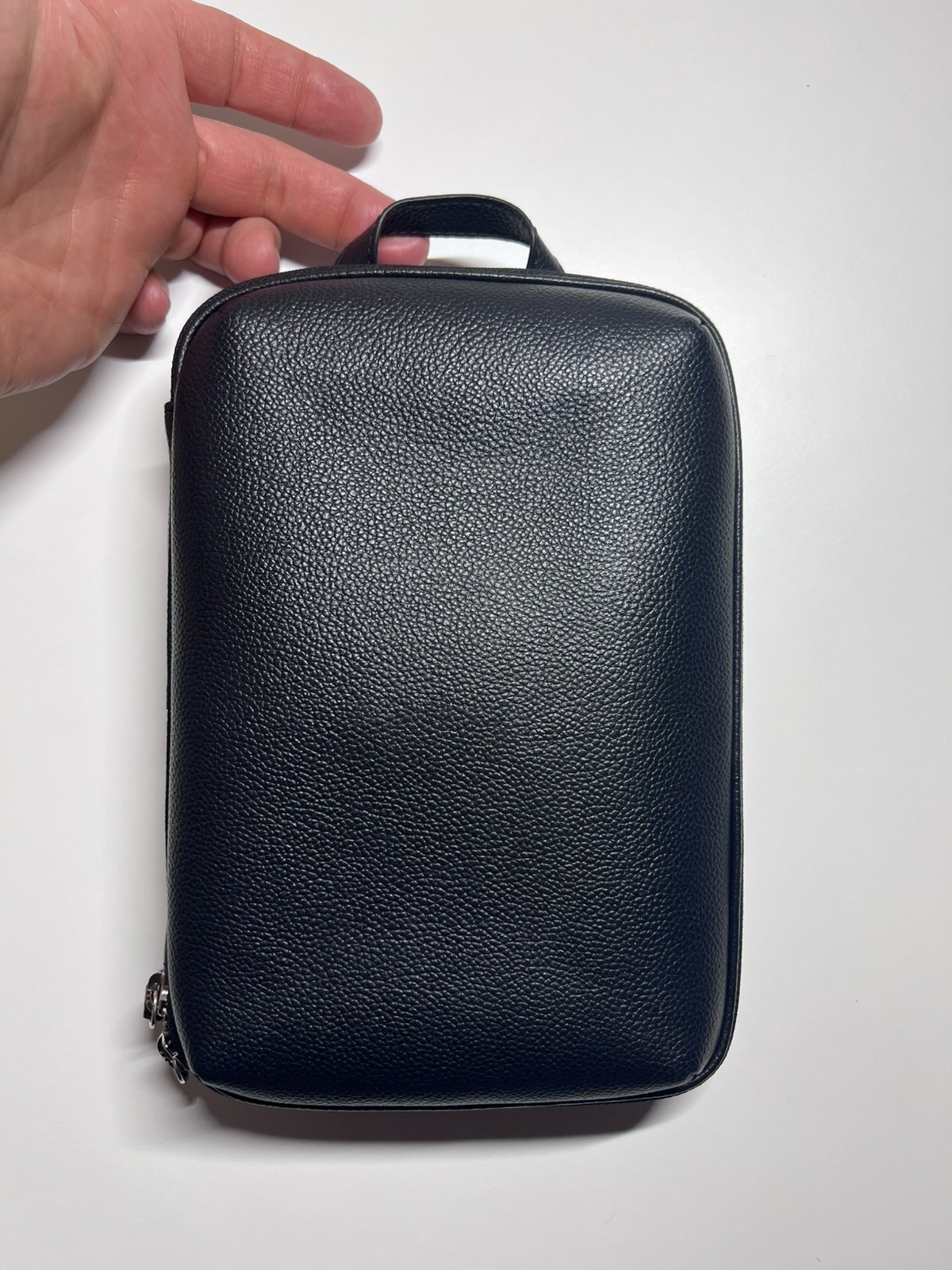 Business Leather Factory Genuine Leather Gadget Pouch Black Tech Organizer Japan