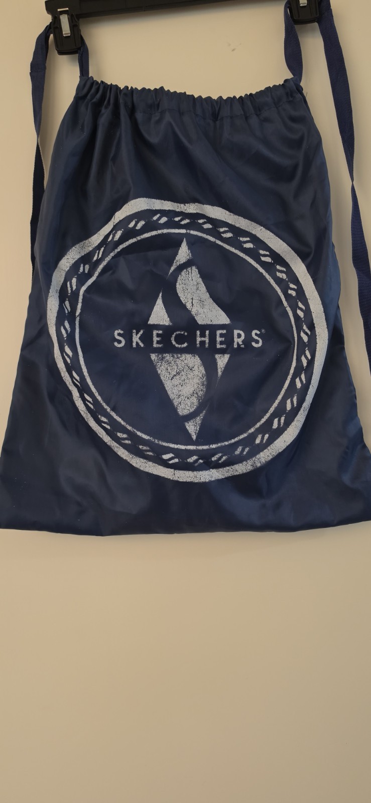 Skechers Brand Backpack Nylon Drawstring Gym Shoe Bag Carry Tote Navy Blue
