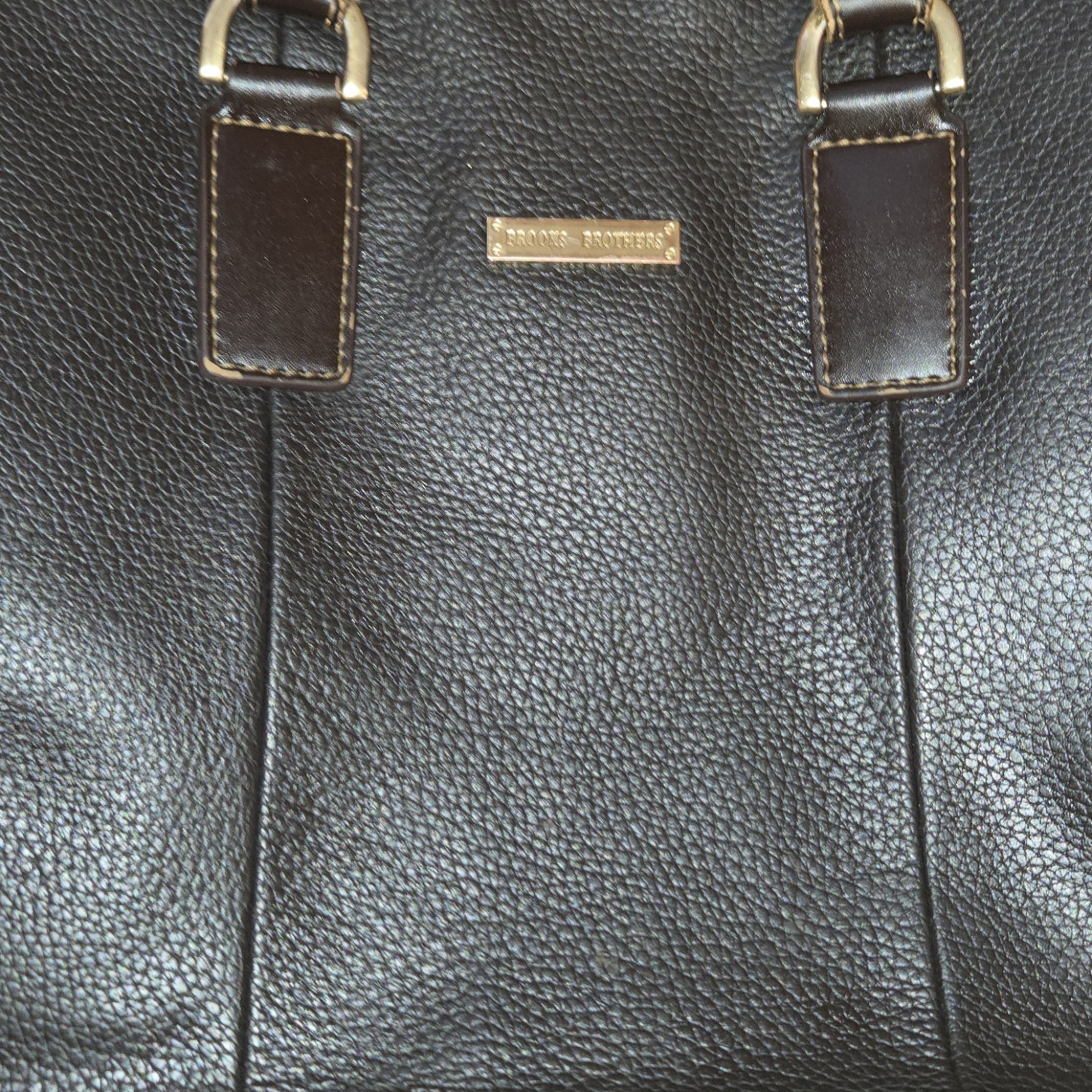 BROOKS BROTHERS Brown Pebbled Leather Men’s Laptop Briefcase Messenger Bag
