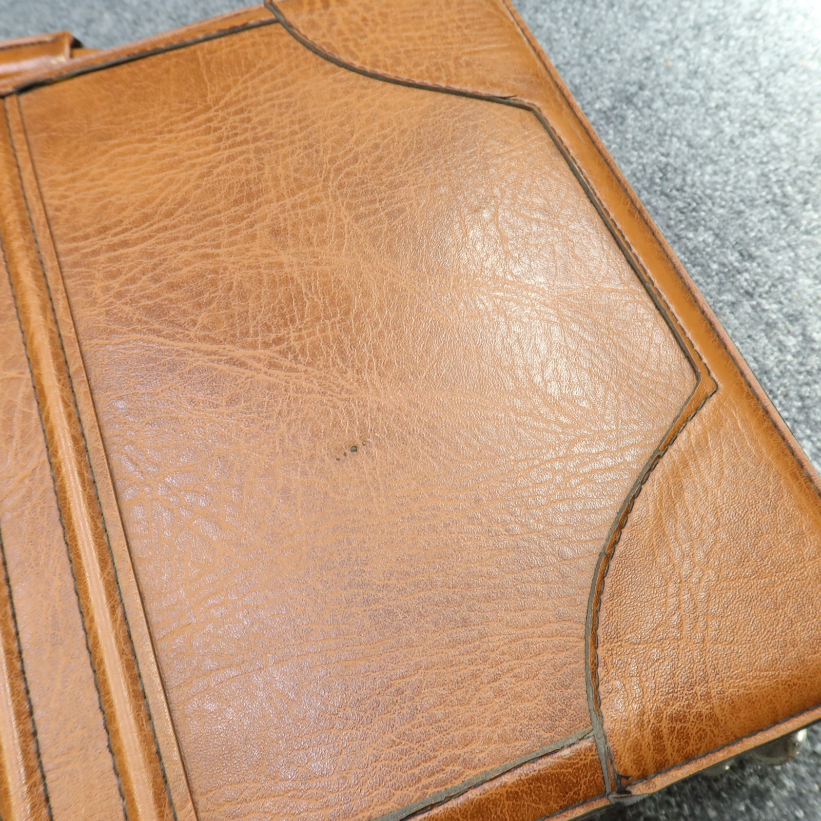 Vintage Leather Briefcase Hardcase Brown T.C.W. & H. of A. 1981 Teamsters Union