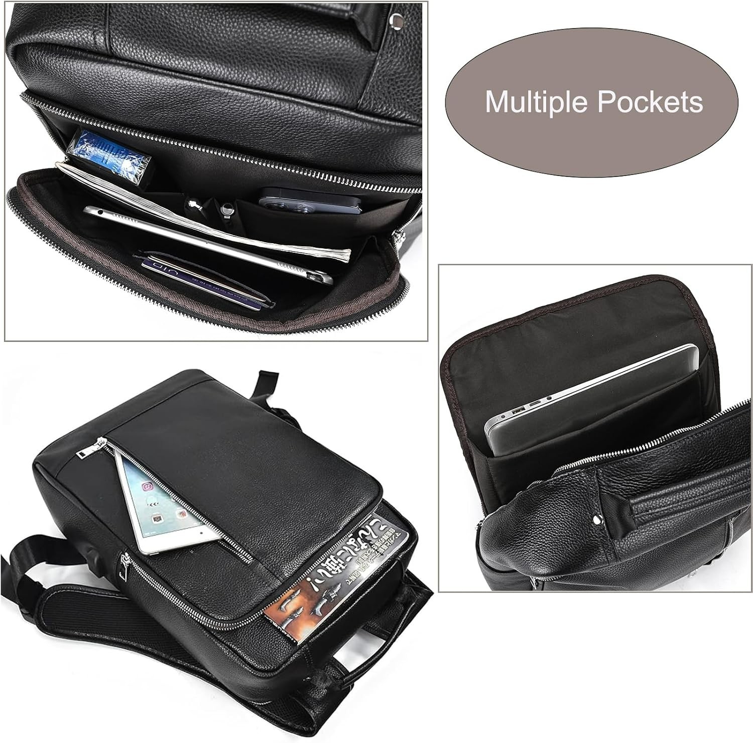Genuine Leather LUUFAN Men’s Backpack for 15.6″ Laptop – Casual Travel Rucksack