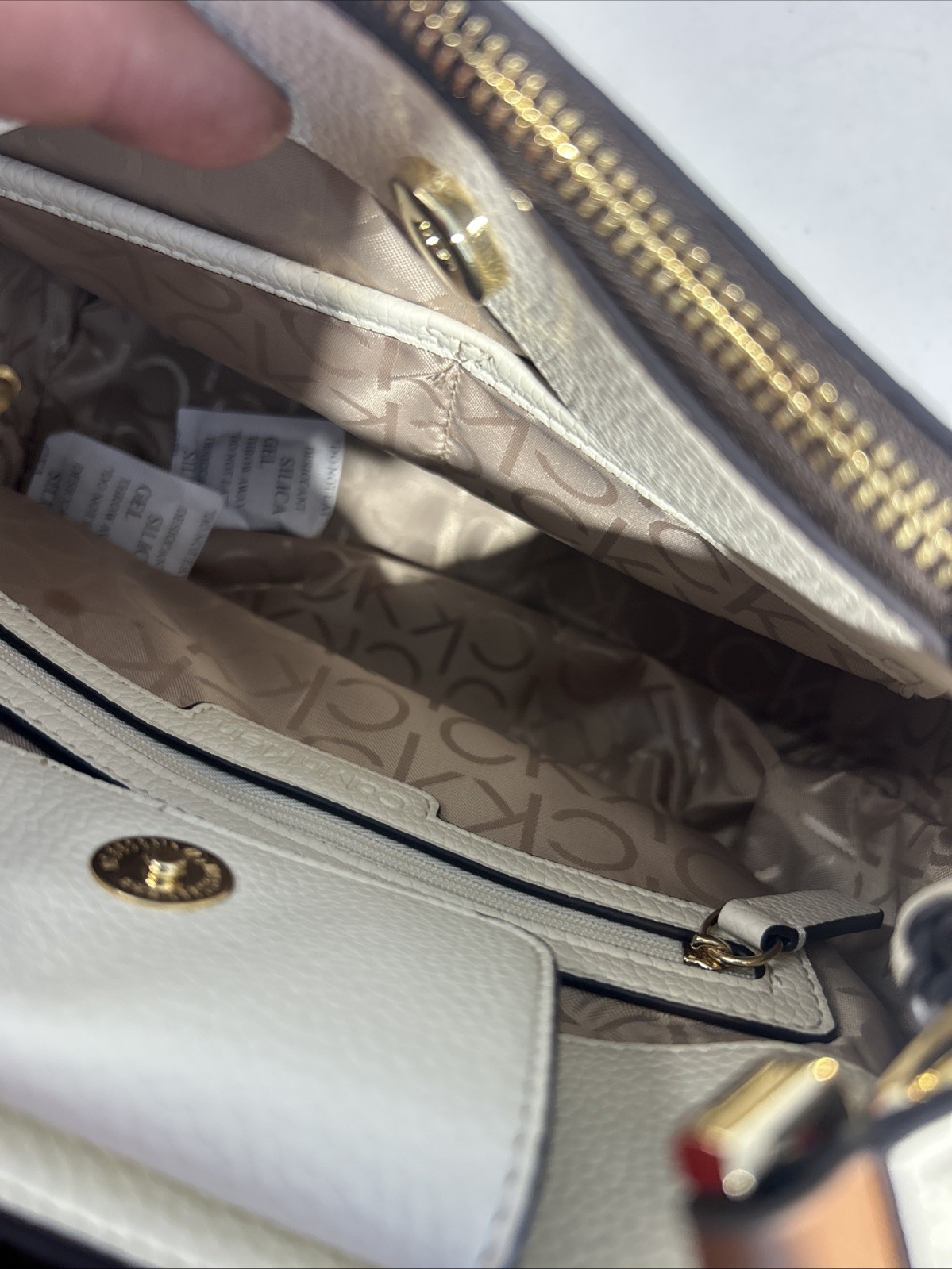 Calvin Klein Hadley Triple Compartment Crossbody, Brown/Khaki/Caramel/White, …