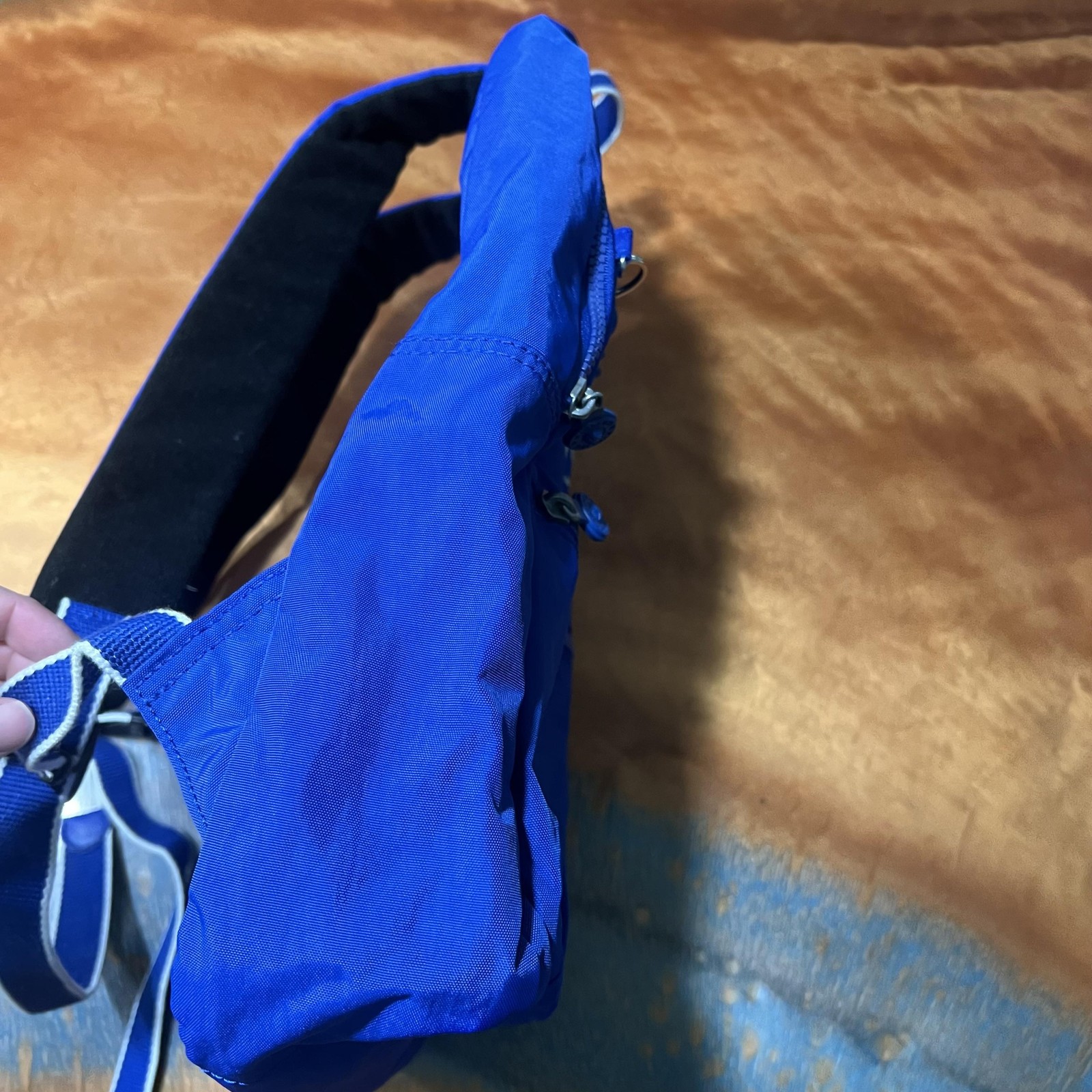 Kipling Backpack Mens Womens Large Blue Nylon Monkey Keychain School Travel Bag