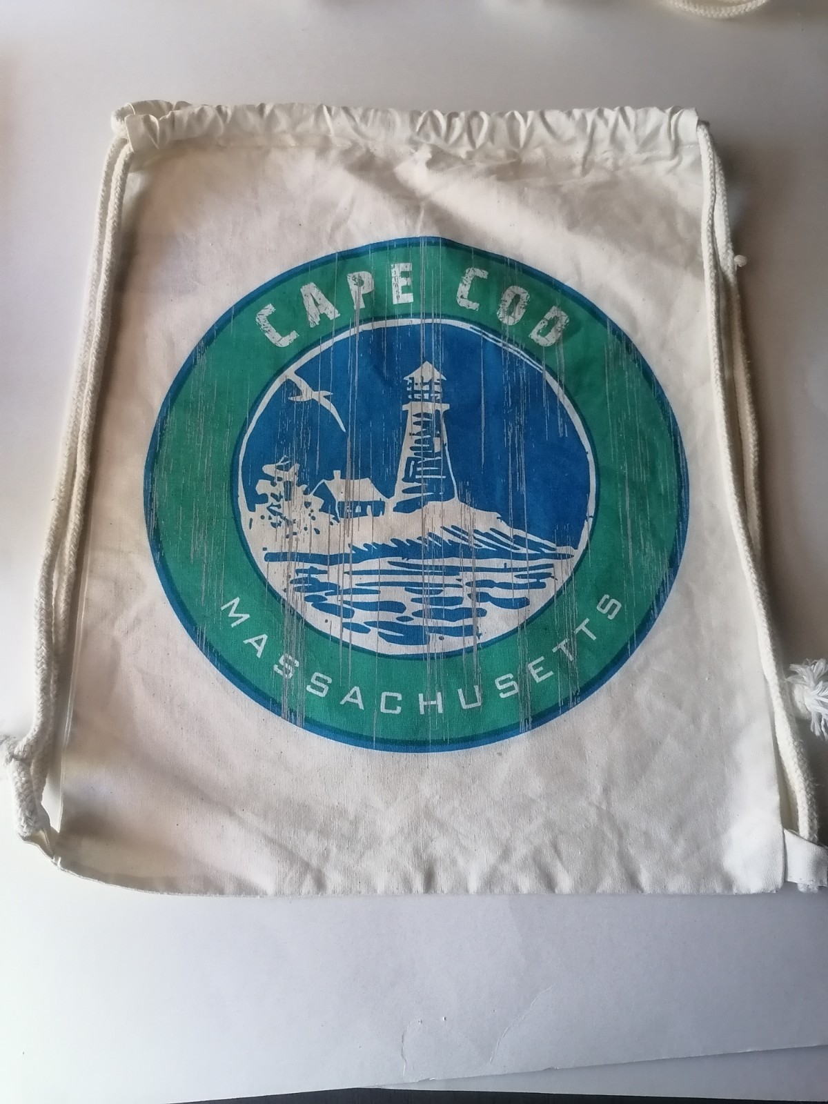 Cotton Drawstring Bag String Backpack Cape Cod Massachusetts Bag